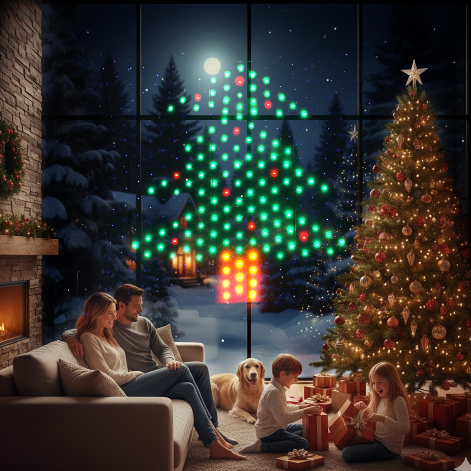 Leisure world Luces de red para decoración de Navidad, 4 x 4 pies, 320 luces LED de malla para exteriores, 8 modos para patio, decoración de fiesta