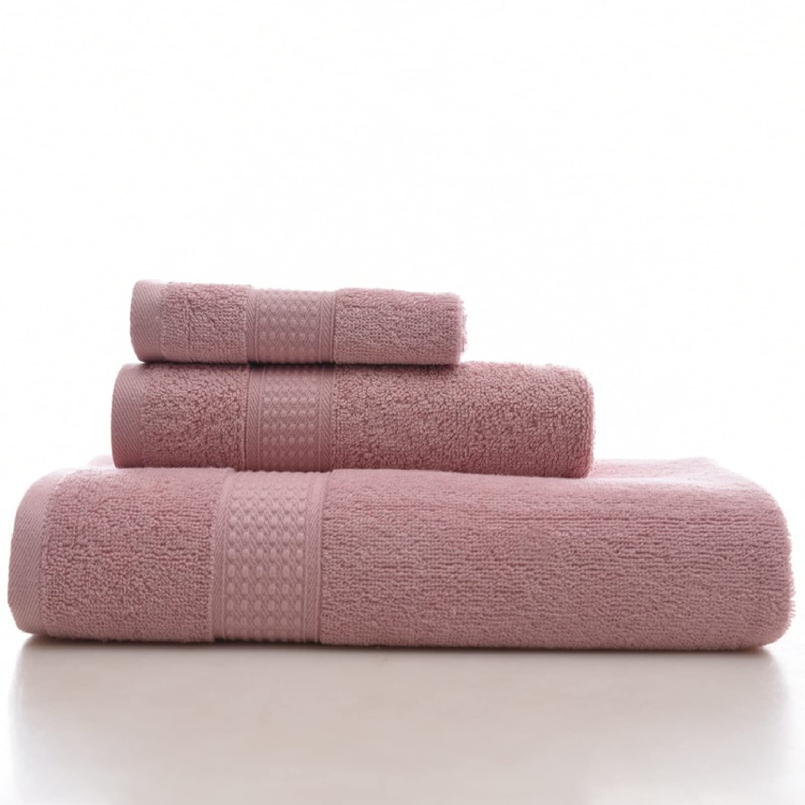 Coffret cadeau 3 Pièces de serviettes unies, serviettes 100 % coton longues fibres,Rouge B,70 x 140 + 33 x 72 + 34 x 34CM,Serviettes de bain en coton doux domestique,Qualité supérieure Serviette