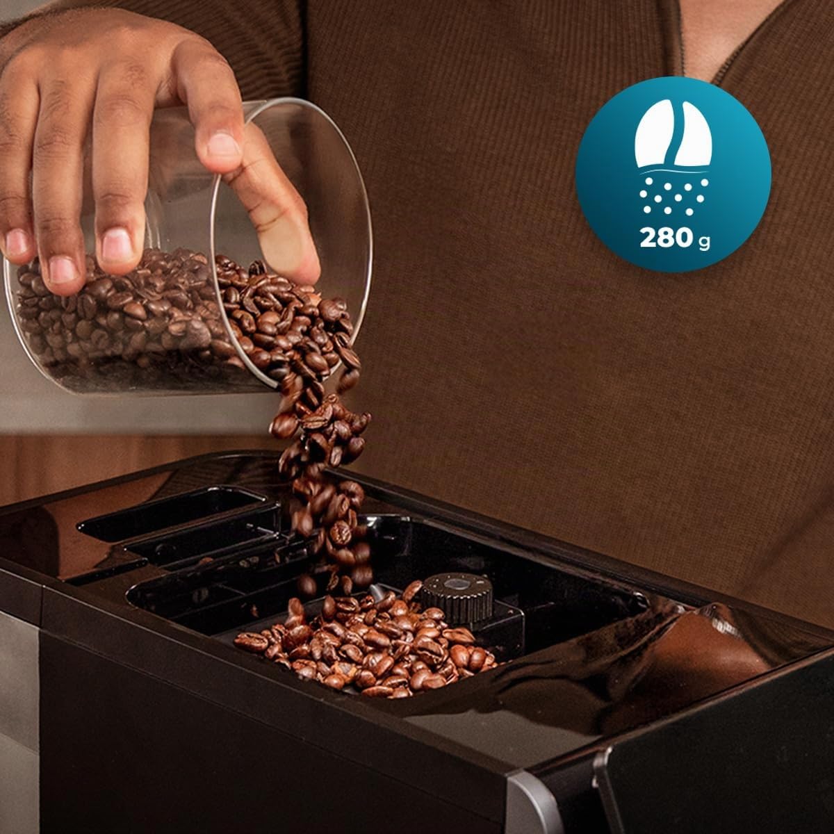 Cecotec Kaffeevollautomat mit Milchbehälter Cremmaet Lungo Latte Art, 2230W | 19 Bar, 20g Verarbeitungsgruppe, 7 Getränke, Bildschirm und Touch - Steuerung, Gleichmäßiges und Präzises Mahlen, 2L Behälter