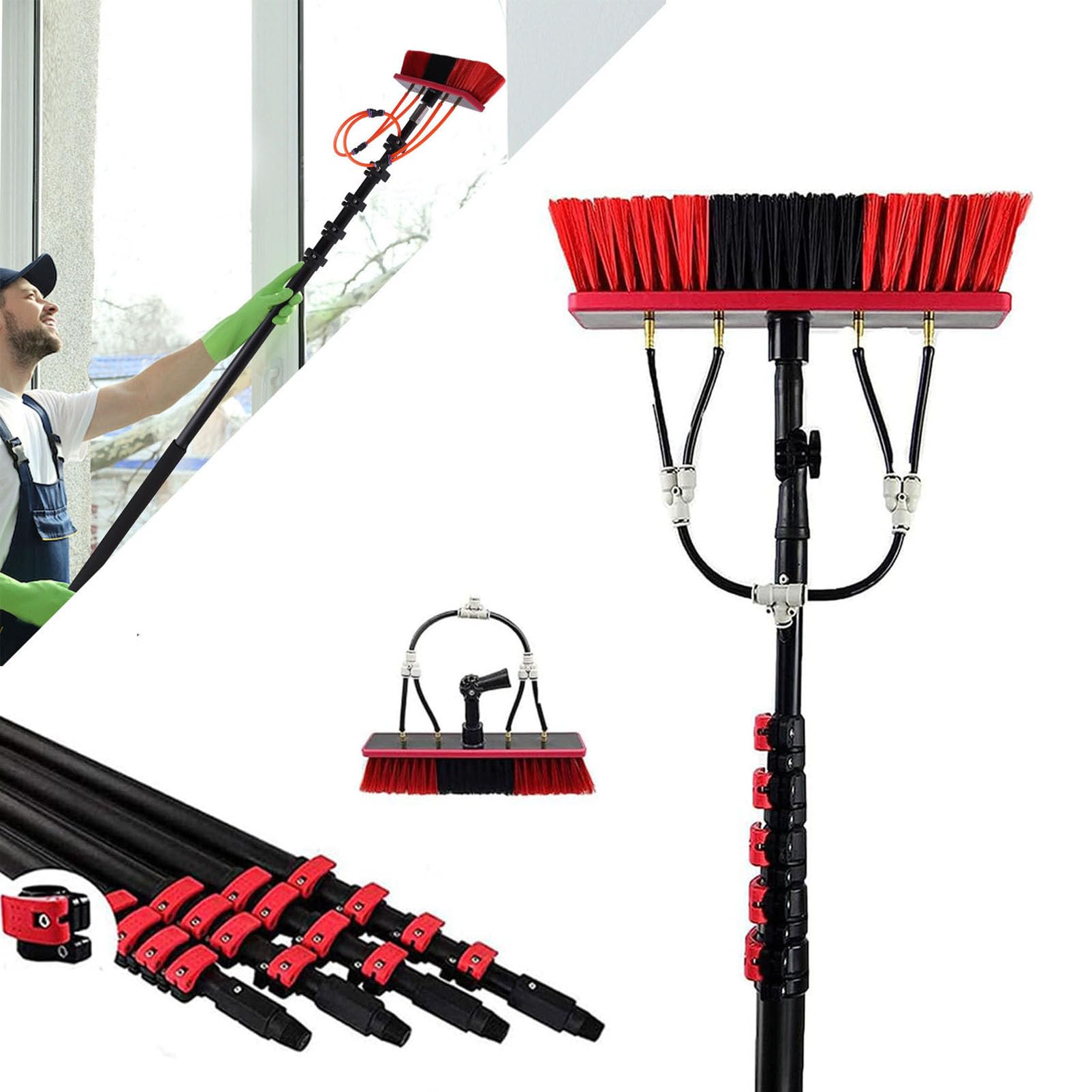 Kit Ts So de 30 pies para limpieza de cepillo Exble y dispensador de jabón alimentado por agua para techos, letreros y Truc Ultimate 9 m
