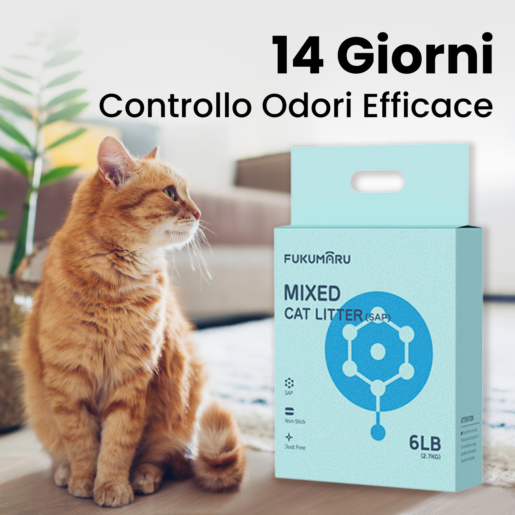 FUKUMARU Lettiera per Gatti al Tofu Biodegradabile-24L, Super Assorbimento (Risparmio 10%+), Lettiera Agglomerante Rapido,Senza Polvere,Durata Prolungata,Controllo Odori Intensivo,Smaltibile nel WC.