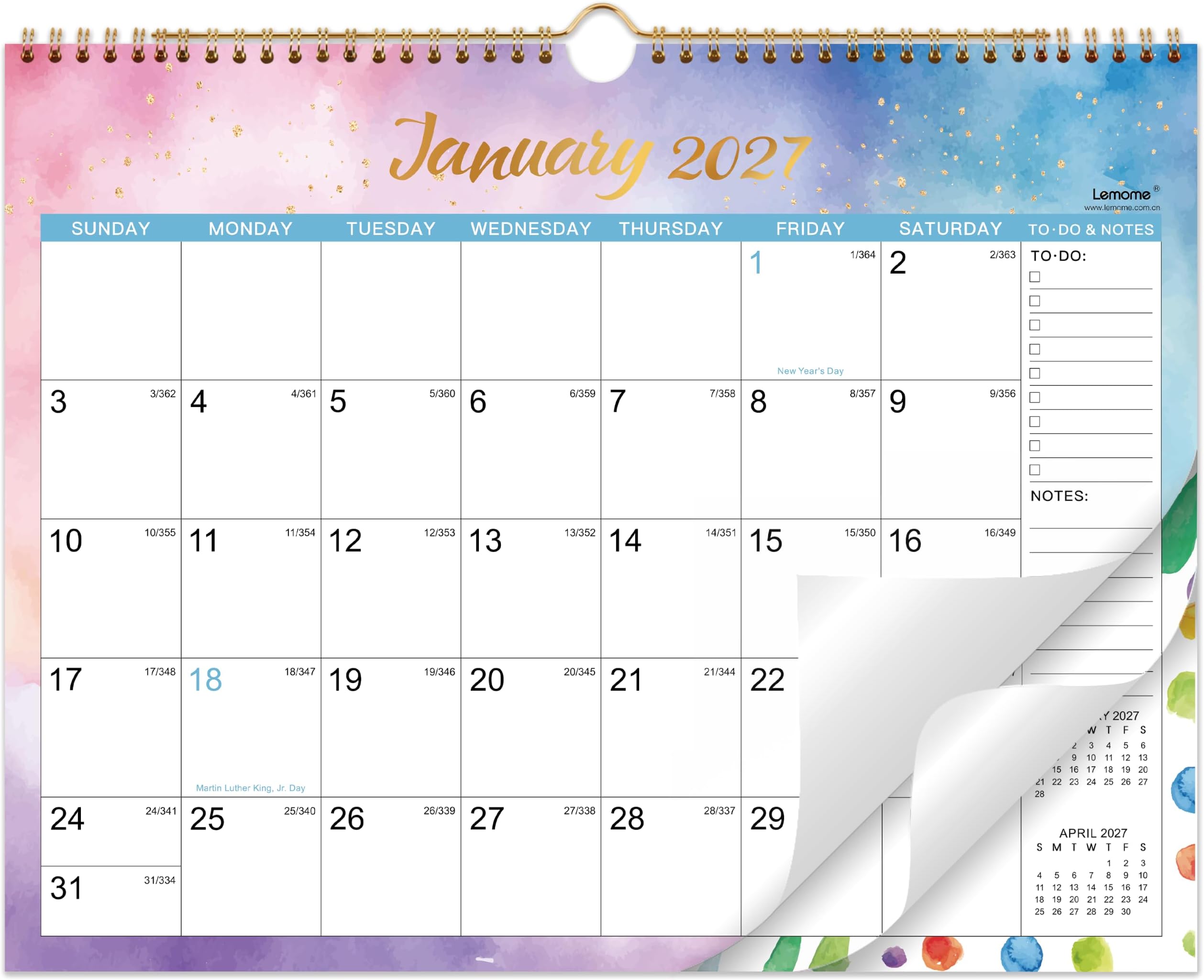2025 Calendar - 2025 Wall Calendar from Jan. 2025 - Dec.2025, Wall Calendar 2025 14.8'' x 11.5'', Calendar 2025 Wall with Julian Date, Thick Paper, Large Block