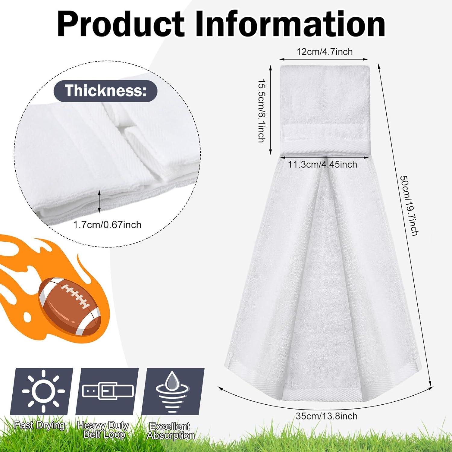 Shimeyao 9 Pcs Cotton Sports Football Towel with Closure Pitching Football Sweat Towel for Sports Gym Men Women Accessories(White, Classic)