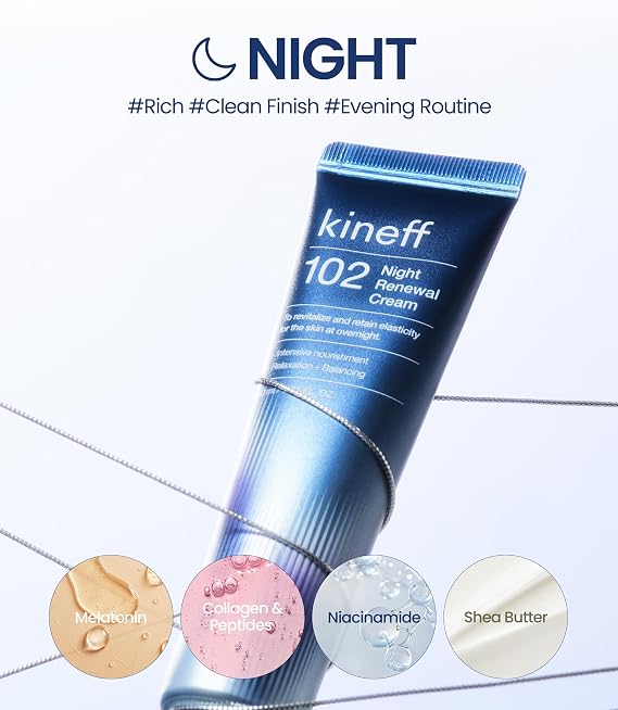 Kineff Dermacycle Program Day & Night 2-Pack Face Cream - 31 All-Day Shield Cream & 102 Night Renewal Cream with Centella Asiatica & Niacinamide - Korean Skin Care for All Skin Types (1.01 fl oz EA)