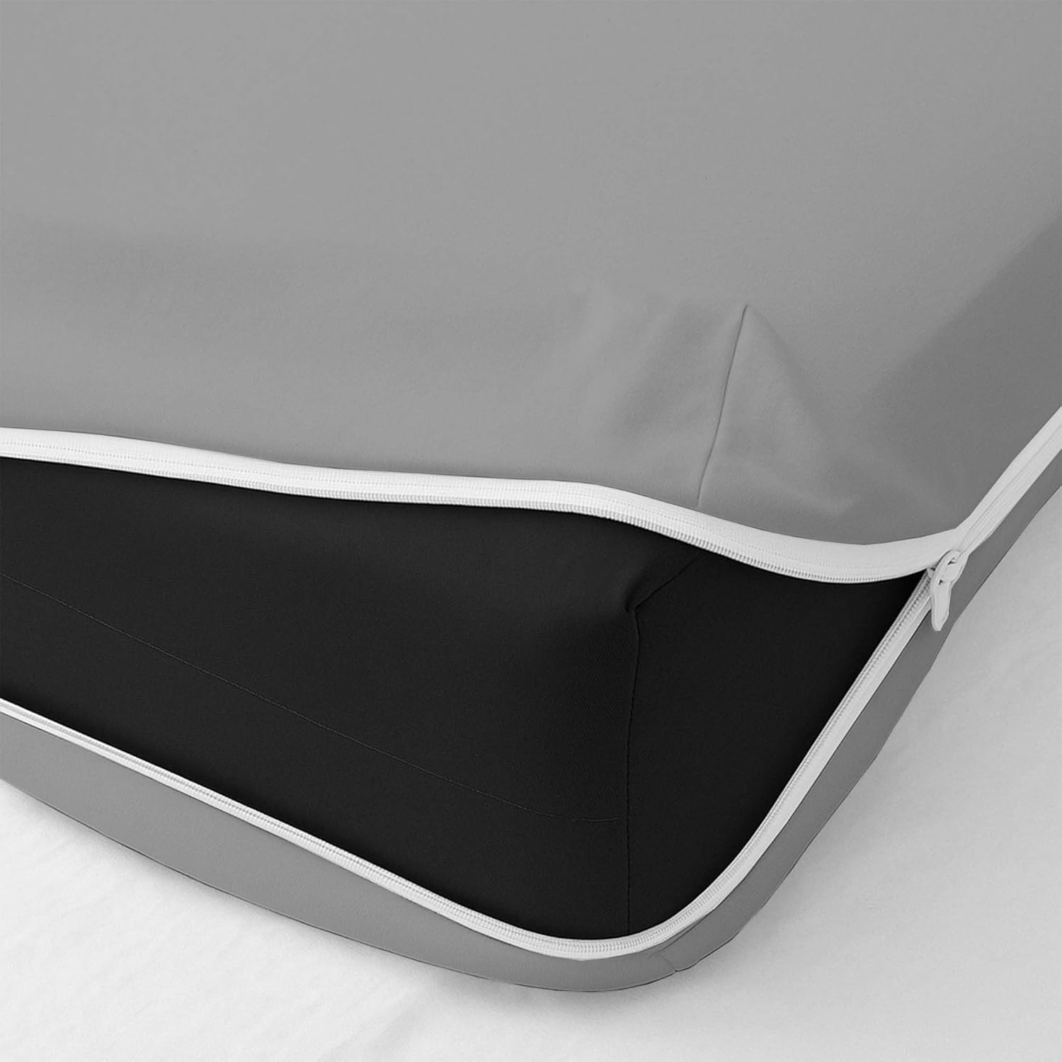 Zipper Fitted Bottom Sheet Twin-10 Inch Deep Pocket, 1800 TC Microfiber, Wrinkle-Free, Breathable & Secure Fit Fitted Style Mattress Cover Light Grey Solid