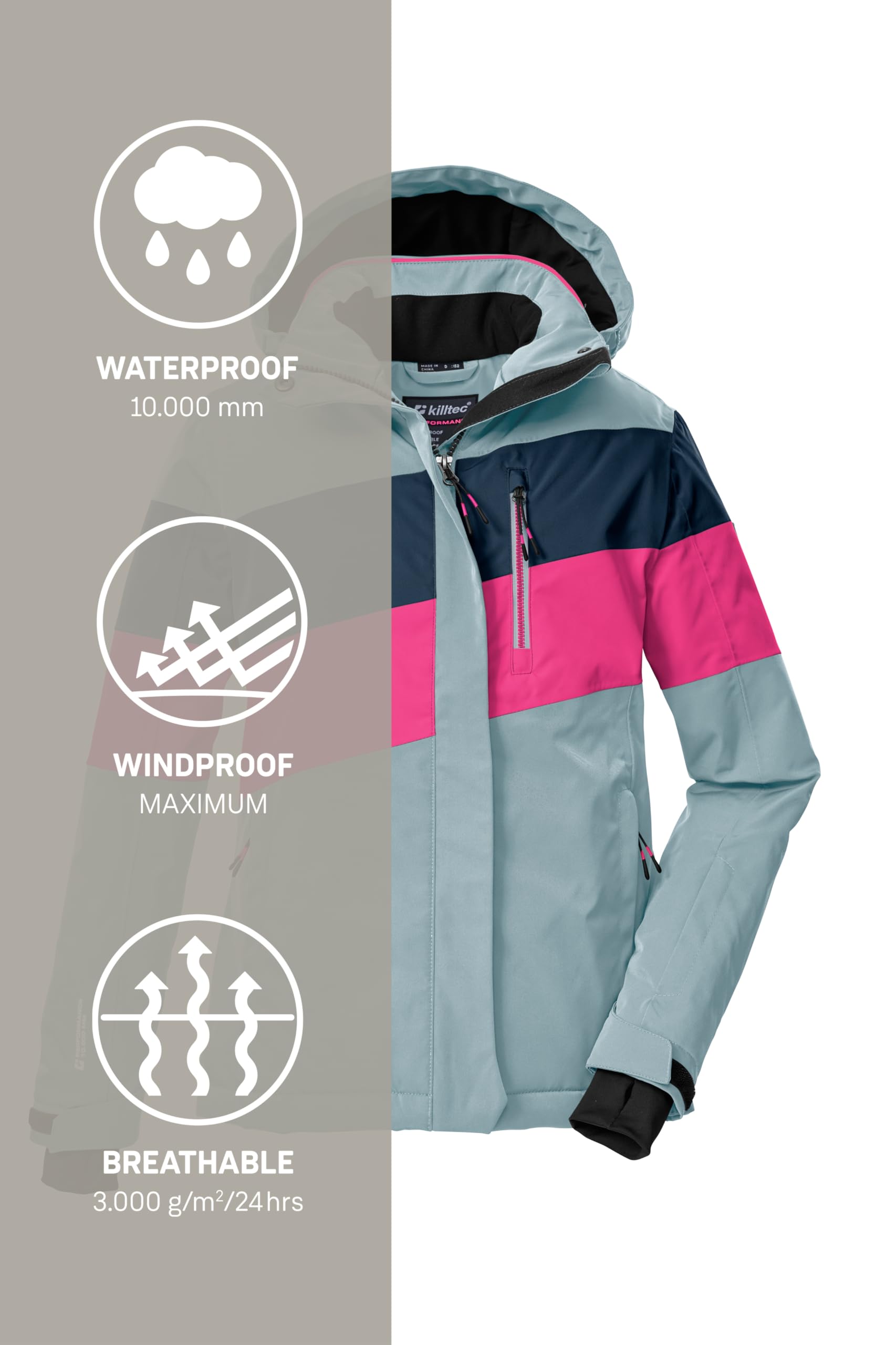 Killtec Ksw 197 Grls Ski Jckt Chaqueta de esquí/chaqueta funcional con capucha y protección contra la nieve Niñas