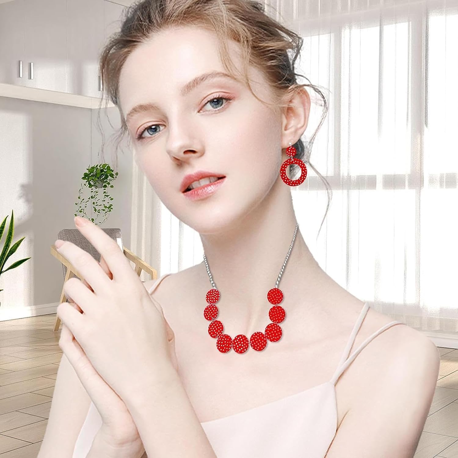 Set Accessori Anni 50 Donna - 7 Pezzi Costume Vintage Con Gonna A Pois, Fascia, Sciarpa E Orecchini Per Feste - Foto 2