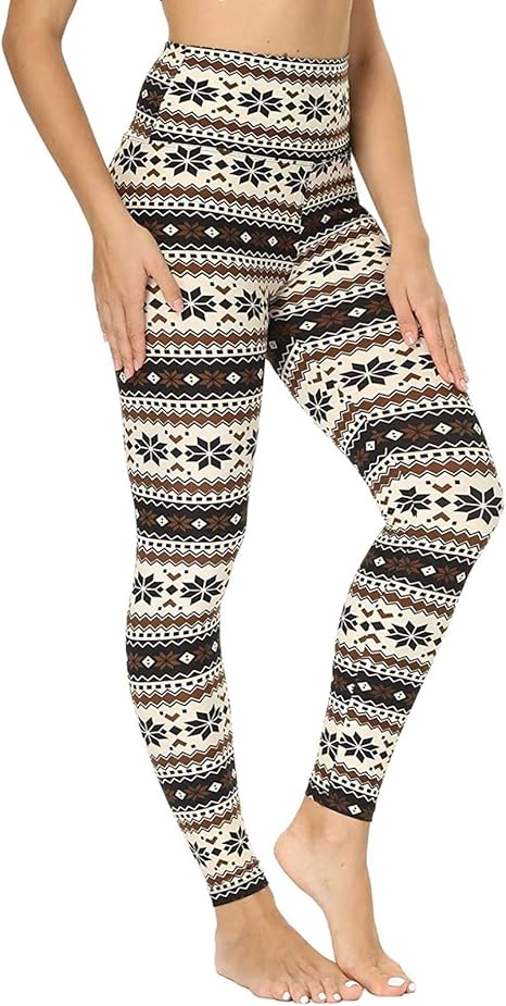 Amazon.com: GFTA Women Fashion Print Yoga Pants Plus Size Casual High Waist Sport Pants Brown 