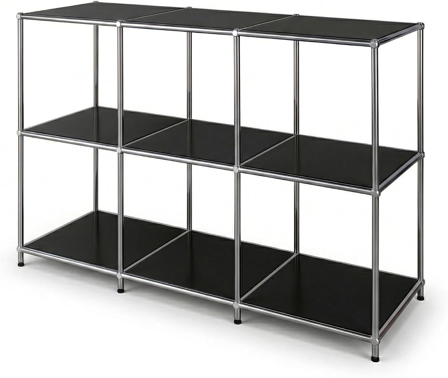 Floordirekt Concept Epure MK-018 Shelving Unit, Black, 116 x 40 x 82 cm, 3 Shelves Metal Shelf, Sideboard & Lowboard, Open Bookcase, Cube Shelf