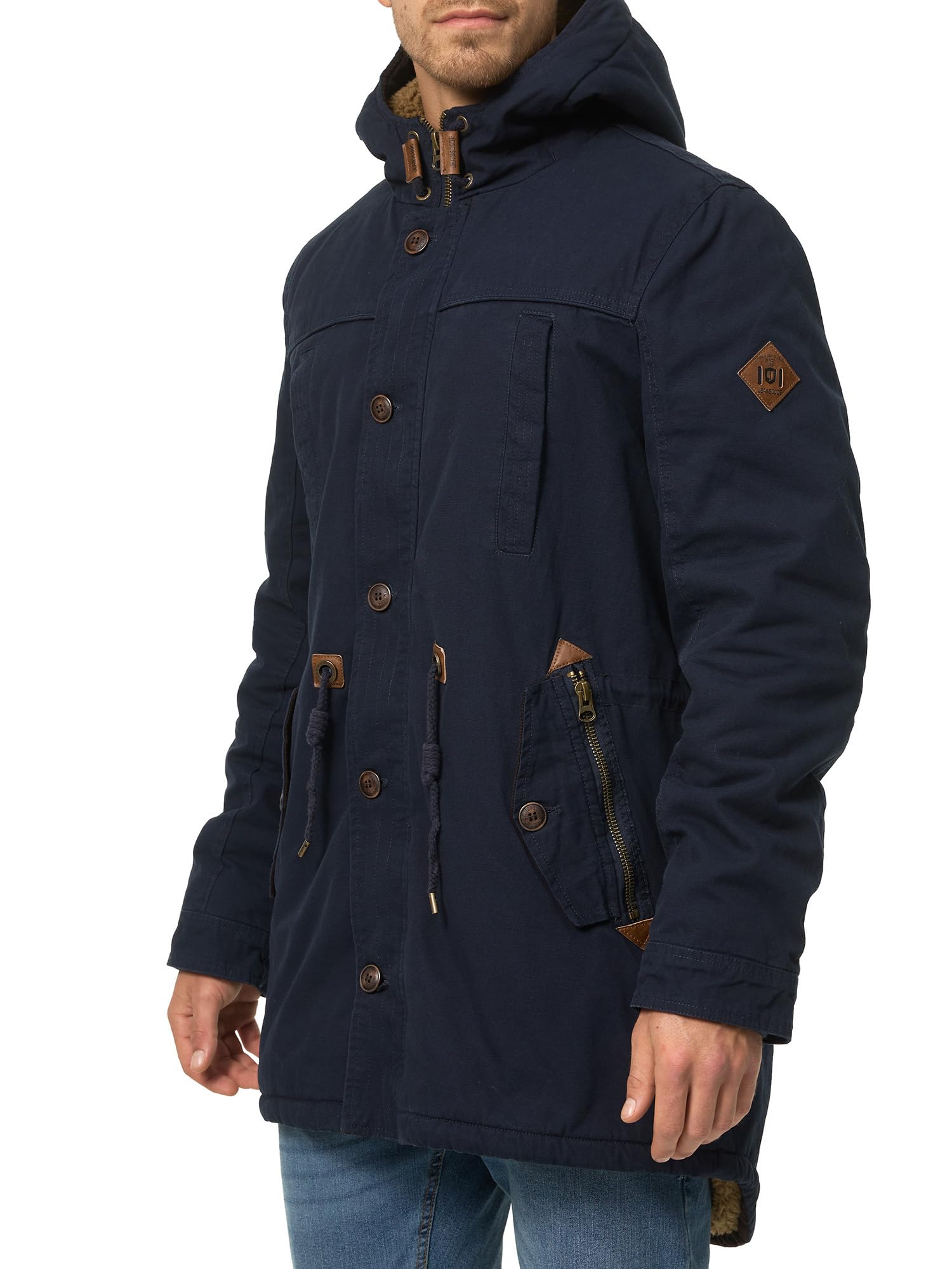 Indicode Herren Barge Winterjacke aus Baumwolle gefüttert mit Teddyfleece | Gefütterter Winterparka mit Kapuze und weichem Teddyfutter, Steppjacke, Outdoorjacke, Winterjacke für Männer