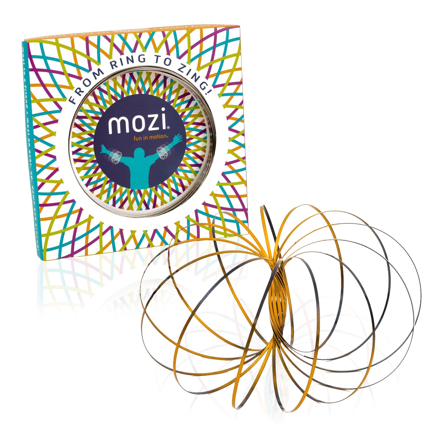 Mozi Geometric Magic Flow Bracelet - Easy to Use - 3D Spiral Toy, Spinning Bracelet for Children and Adults (Black and Gold)