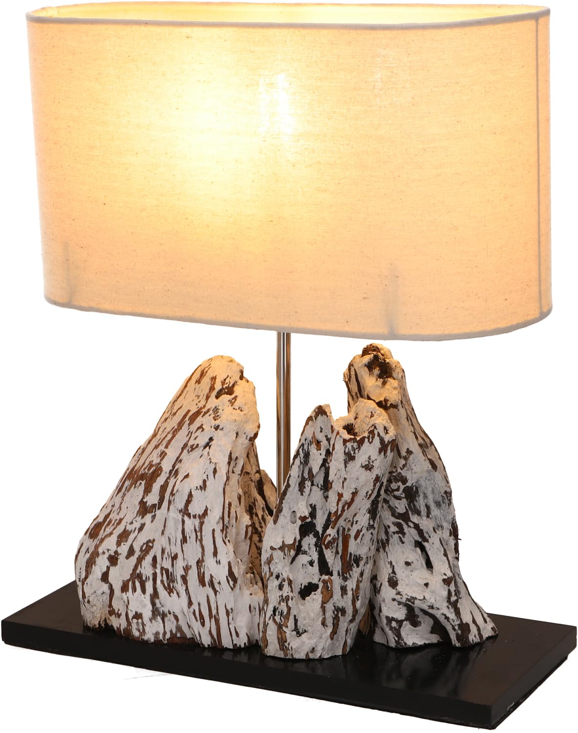 Lampa stołowa z materiału naturalnego, ręcznie wykonany unikat, model Malindi