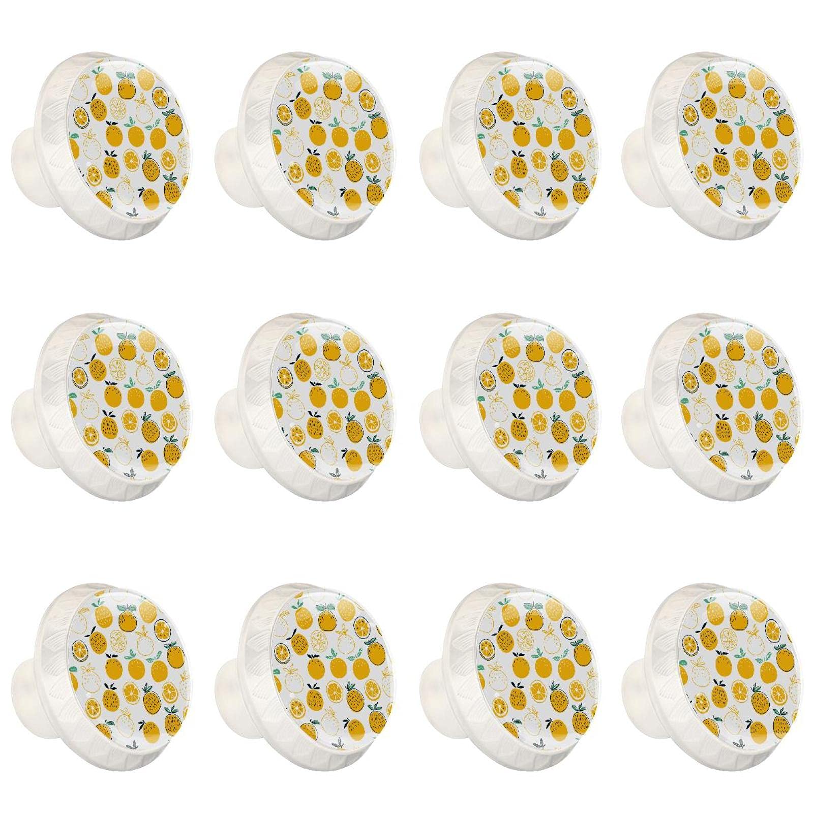 Poignées d'armoires de cuisine boutons ronds décoratifs jaune citron pour tiroir de commode x12