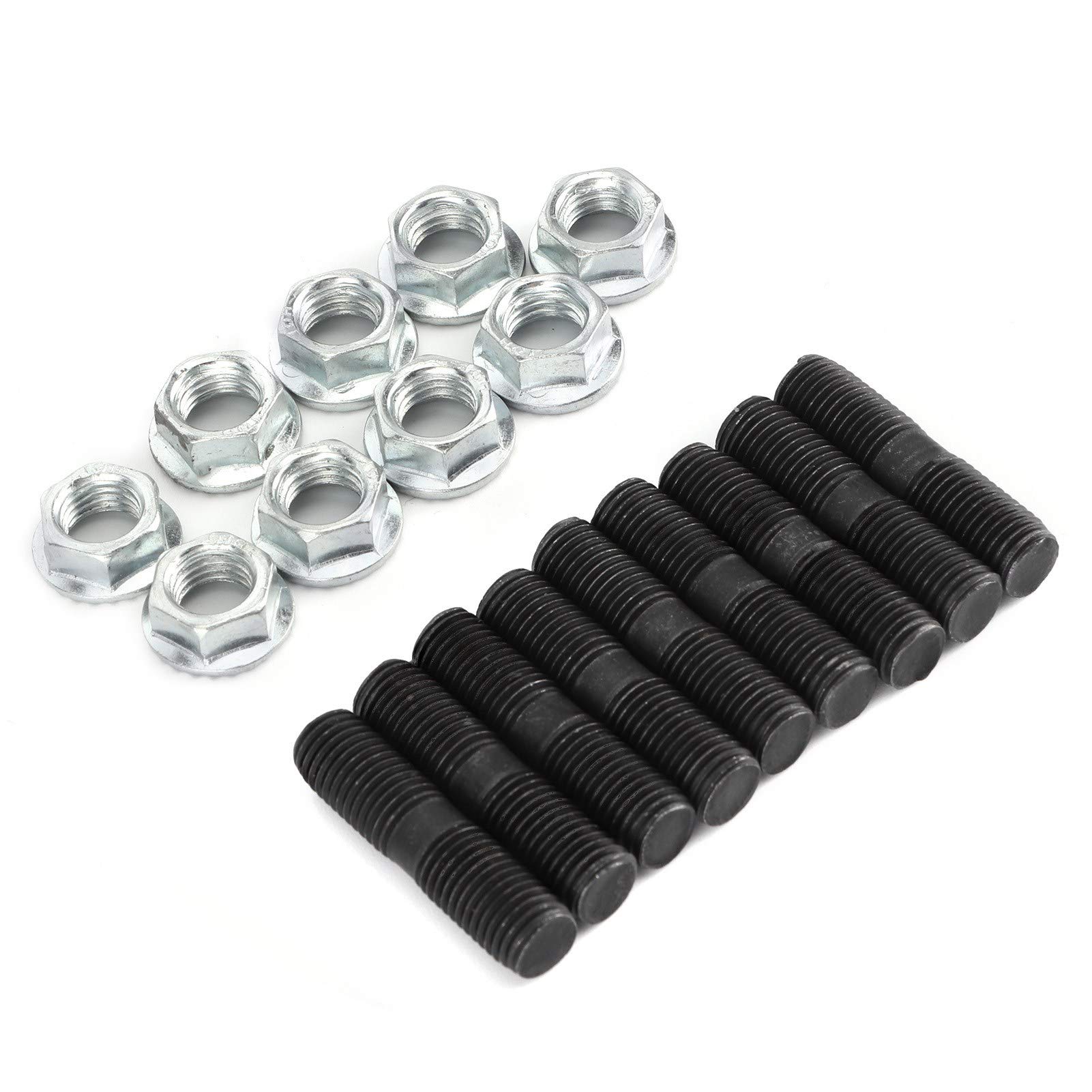M10 1.25 Stud M10 1.25 Stud Turbocompressore e Accessori 9Pcs M10x1.25 Turbo Studs Kit Dadi di Bloccaggio Accessorio per Veicoli per Auto Adatto per