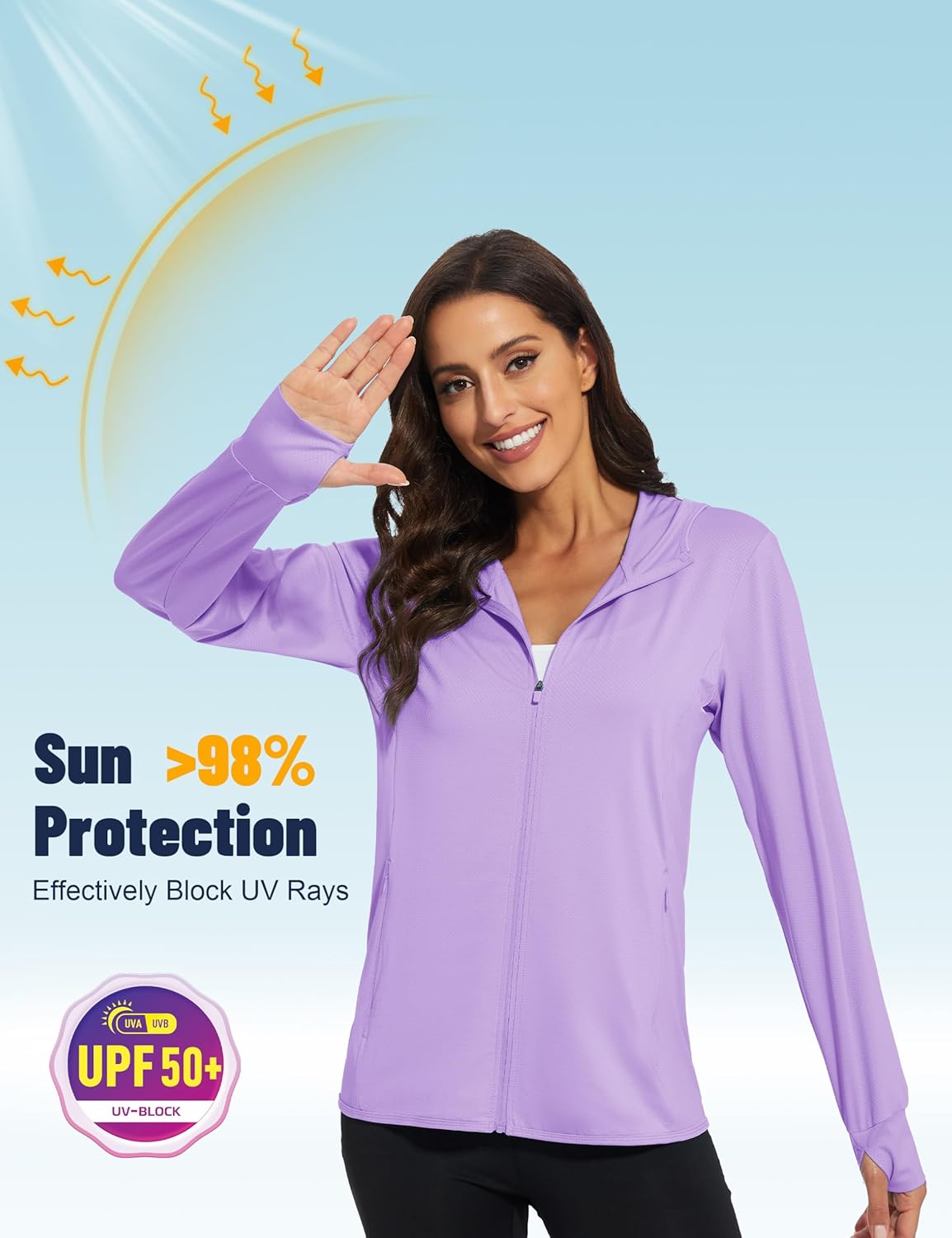 MAGCOMSEN Jackets for Women Full Zip Up Lightweight Long Sleeve UPF 50+ Workout Workout Sun Protection Hoodie
