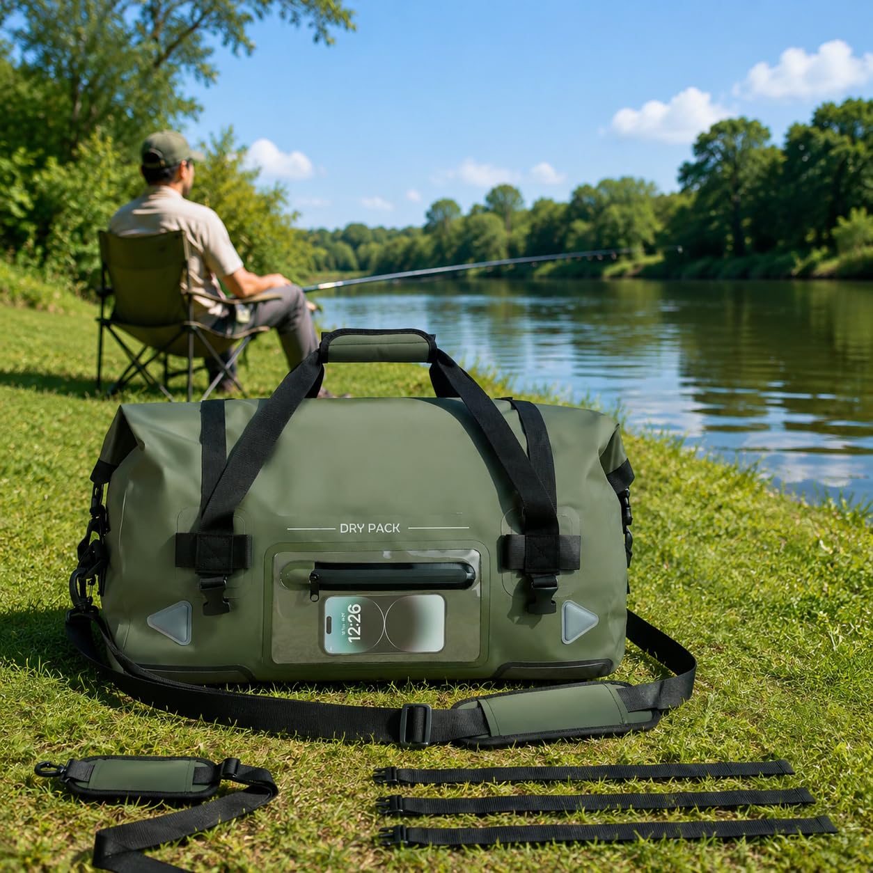 Amagogo Outdoor Waterproof Carrie Bagage Imperméable Sac de Transport Robuste Sac de Rangement de 75L en PVC Sac Multifonction avec Fermeture Roulée Adapté pour Randonnée Pêche, 70L