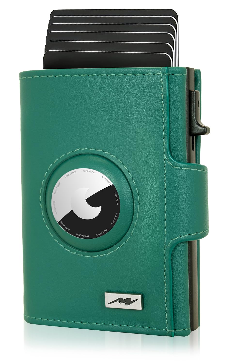 Marc Peter® Chicago Leder Push Air Slim Wallet - Airtag Geldbörse mit Münzfach - RFID Schutz kleines Mini Portmonee Leder