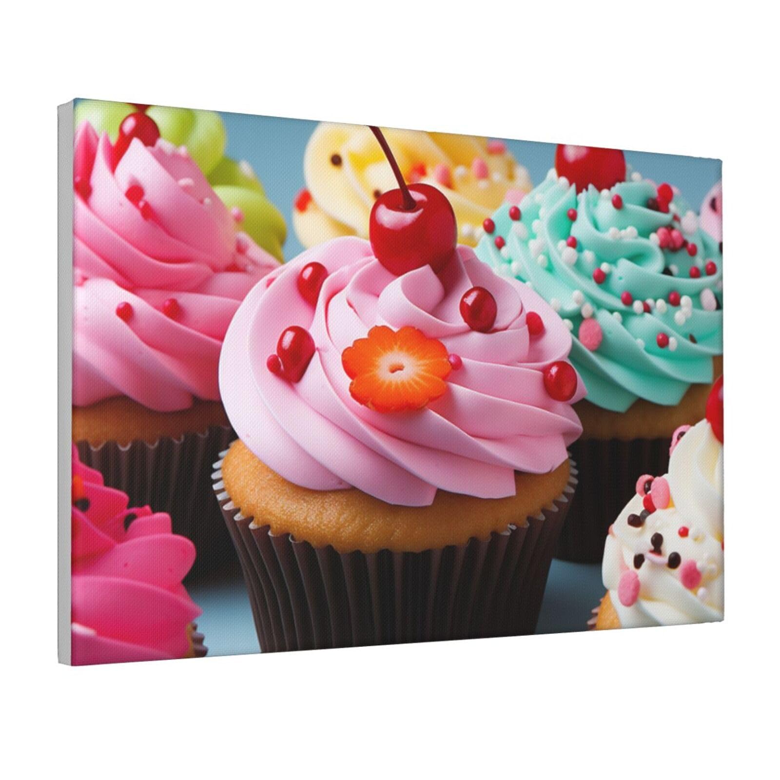 Framed Wall Art for Living Room Art Work, Cupcake Picture Prints Modern Office Wall Paintings Poster Aesthetic Wall Decorations for Home Decor Ready To Hang 12"x18"