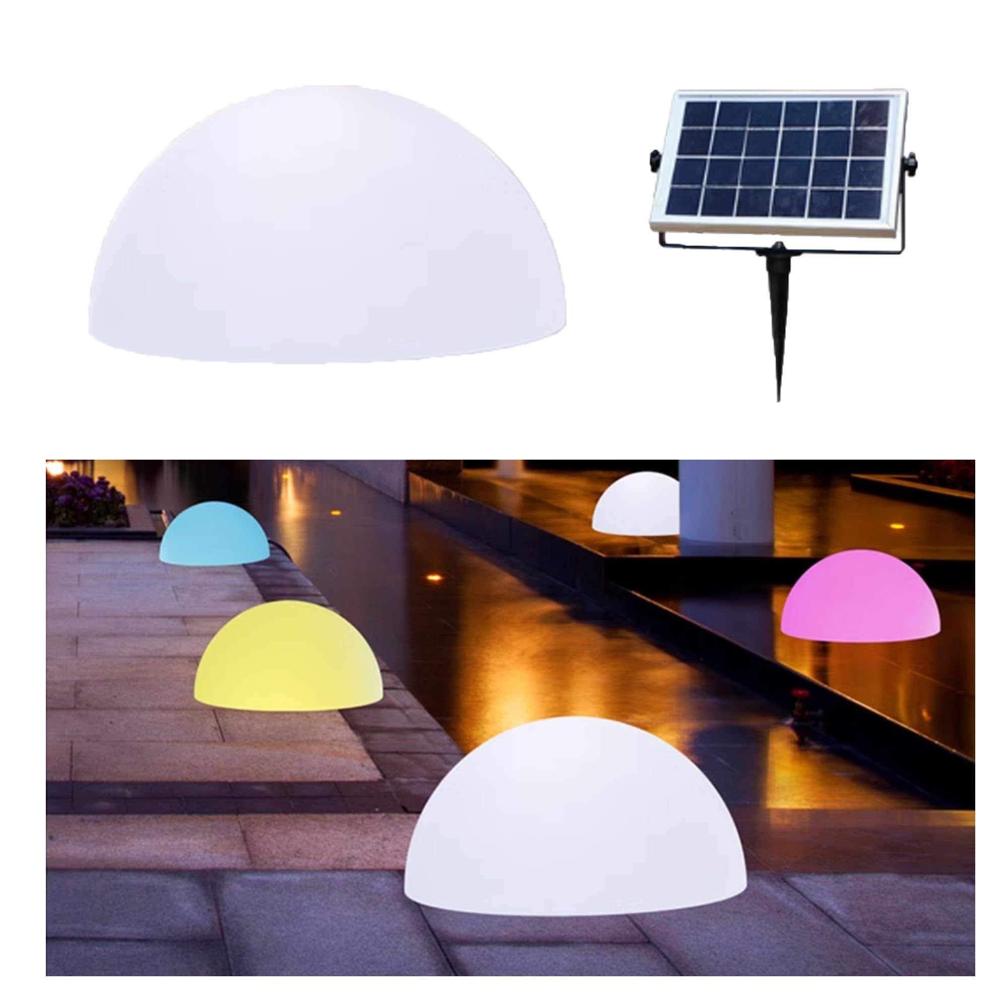 Hemispherical Solar Garden Lights Outdoor Fall Yard Decorations Lights IP65 Waterproof 16 Colors 4 Modes Glow Cobblestone LED