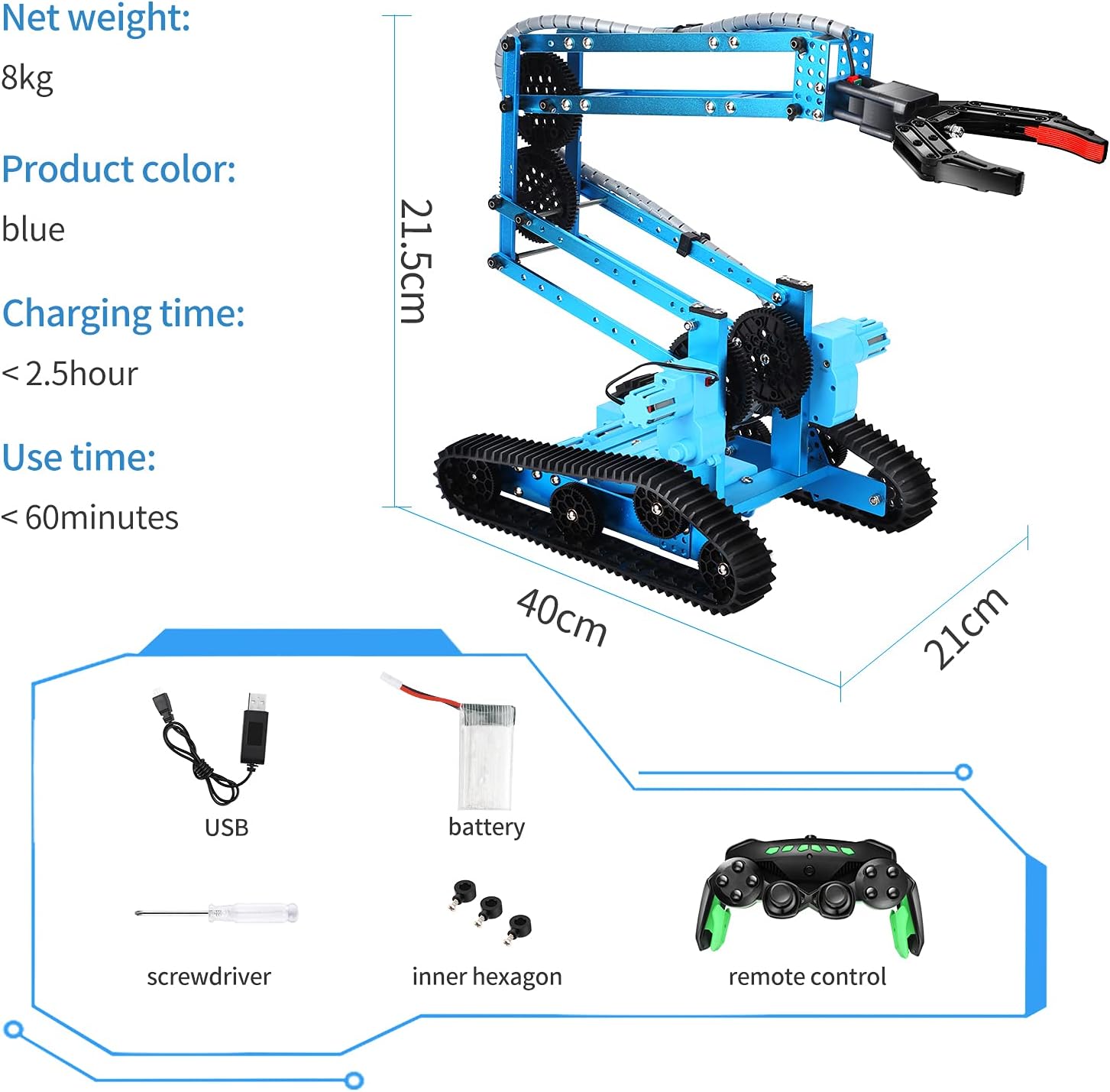 Remote Control Truck RC Robotic Arm for Kids,for teengers and Blue