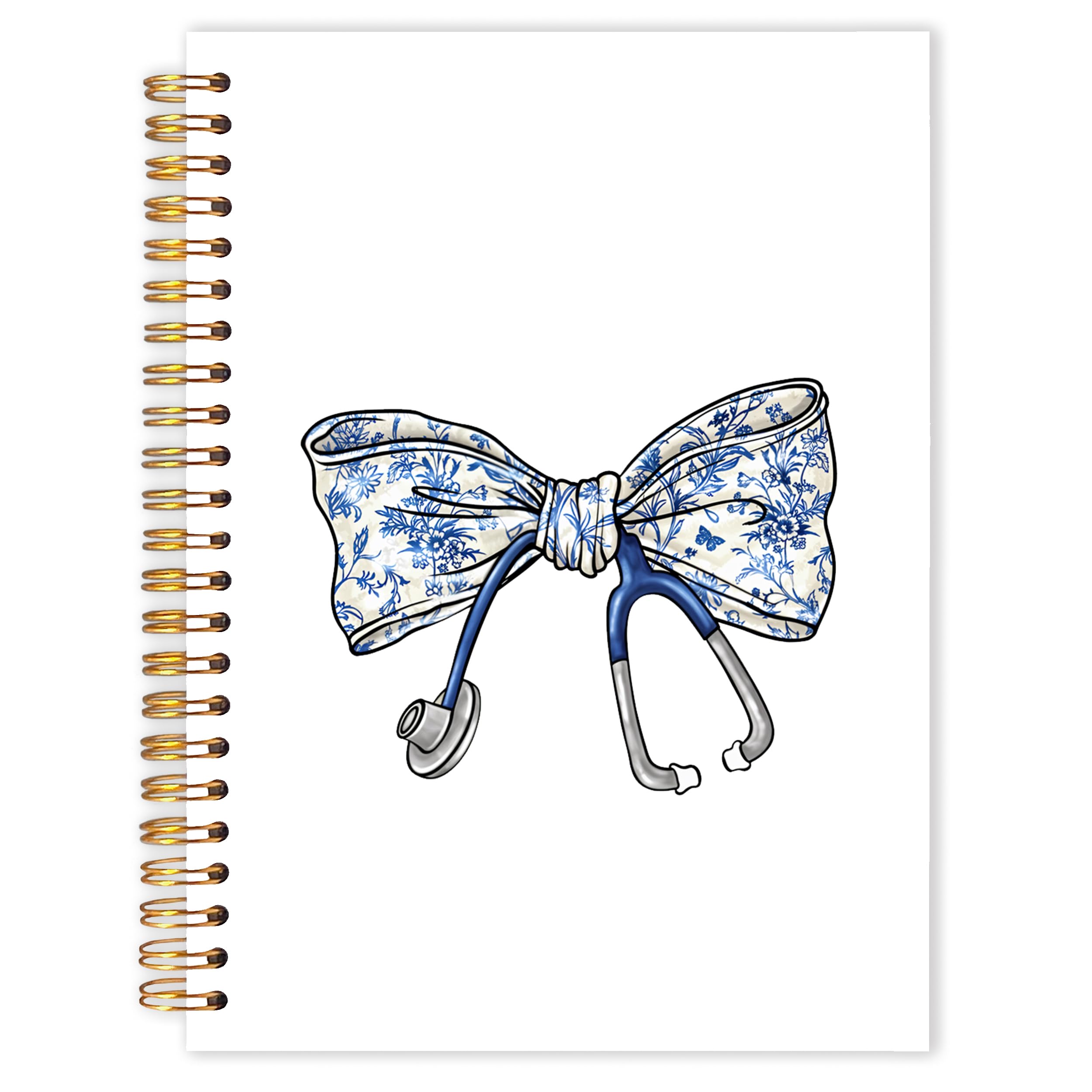 Qabliqo Chinoiserie Coquette Bow Nurses Spiral Notebooks, Nurse Appreciation Gifts Journal for Writing, Nurse Week Day Gifts Notebook for Note Taking,