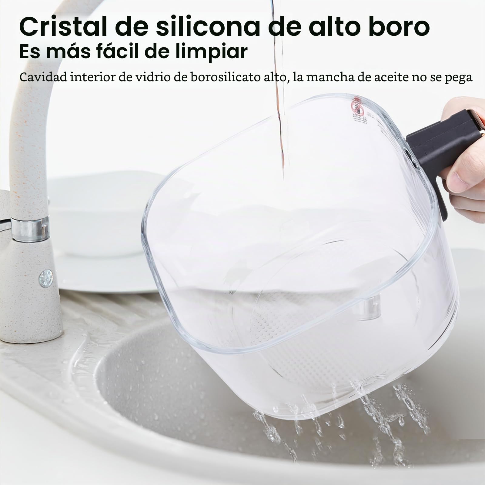 Freidora de aire caliente 5L, 1300W Freidora de aire con ventana de visión de 360°, control de tiempo y tempertura, pantalla táctil, extraíble, 6 funciones de cocción, sin BPA