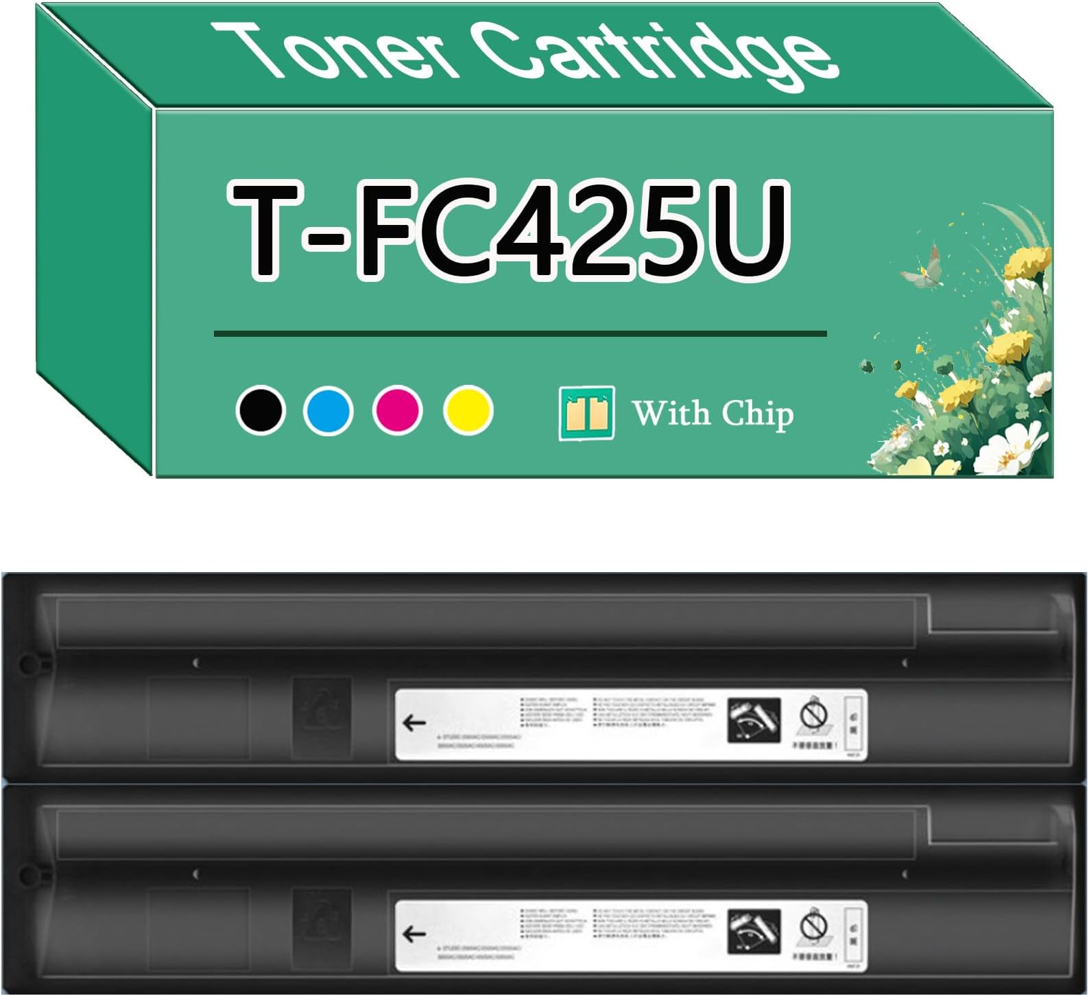 AIRLUG T-FC425U T-FC425U-K T-FC425U-C T-FC425U-M T-FC425U-Y Compatible Toner Cartridge for Toshiba E-Studio 2520AC 2525AC 3025AC 3525AC 3525ACG 4525AC 4525ACG 5525AC Printe 2 Black