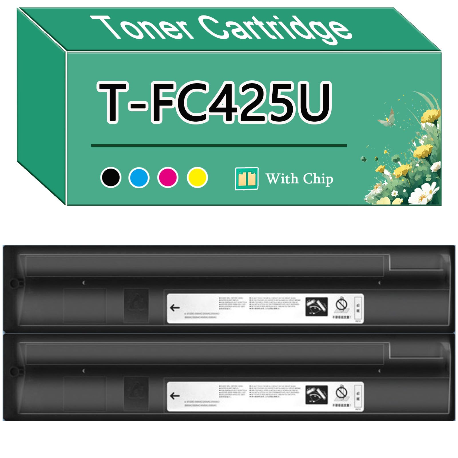 AIRLUG T-FC425U T-FC425U-K T-FC425U-C T-FC425U-M T-FC425U-Y Compatible Toner Cartridge for Toshiba E-Studio 2520AC 2525AC 3025AC 3525AC 3525ACG 4525AC 4525ACG 5525AC Printe 2 Black