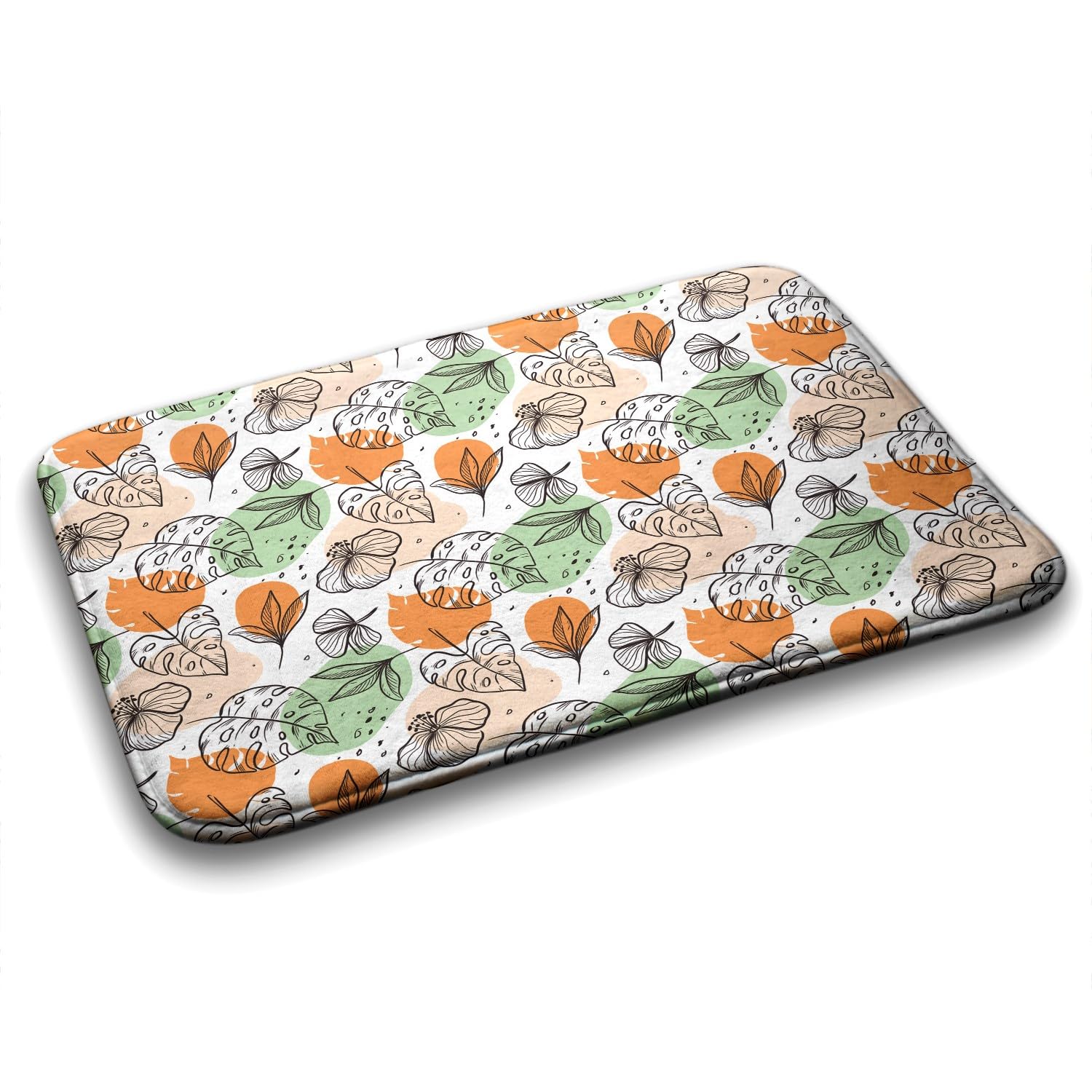 Tapis de salle de bains antidérapant et imperméable Tulup 90x60 cm feuilles colorées