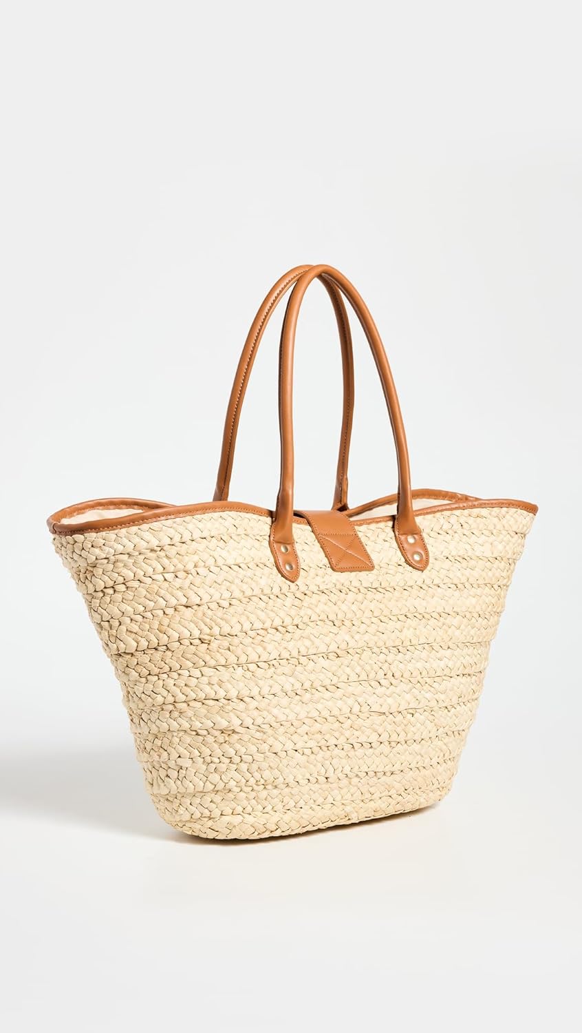 L*Space Alfie Bag, Featuring Faux Leather Straps, Magnetic Flap Closure and Multipurpose Cornhusk Body, Large Tote Bag, Natural - Image 3