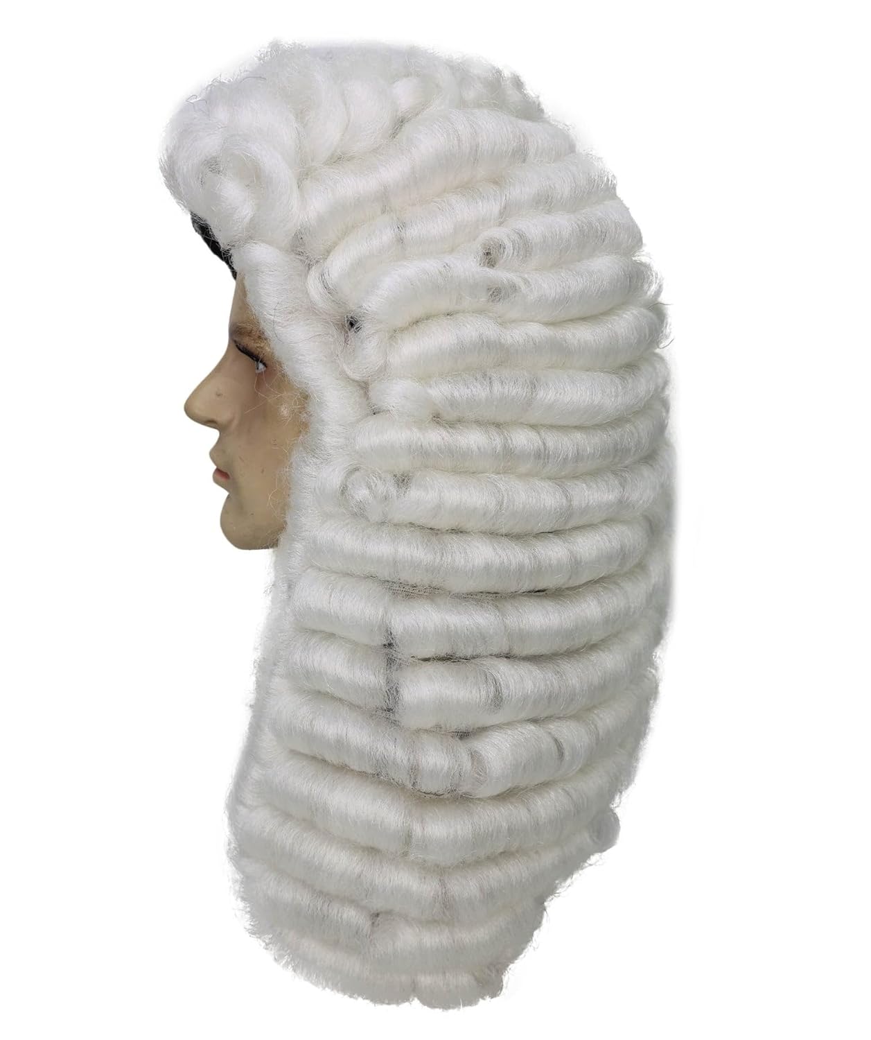 Colonial Men Judge Curly Long Black & White Wig | Breathable Capless Cap Synthetic Fiber Historical Judge Costume Wig