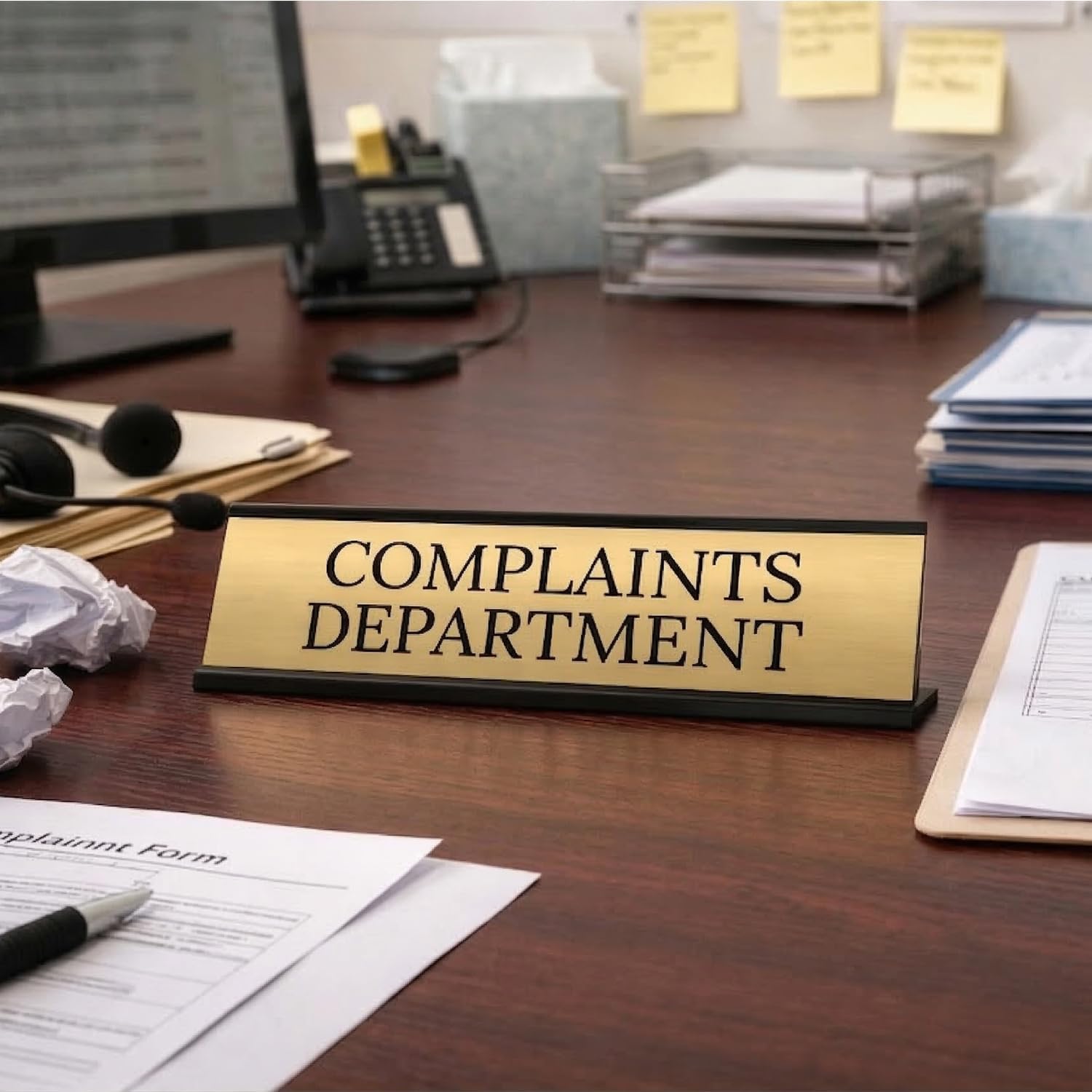 Signs ByLITA Complaints Department Office Decoration Gift Black Frame Desk Sign (2x8") image 5