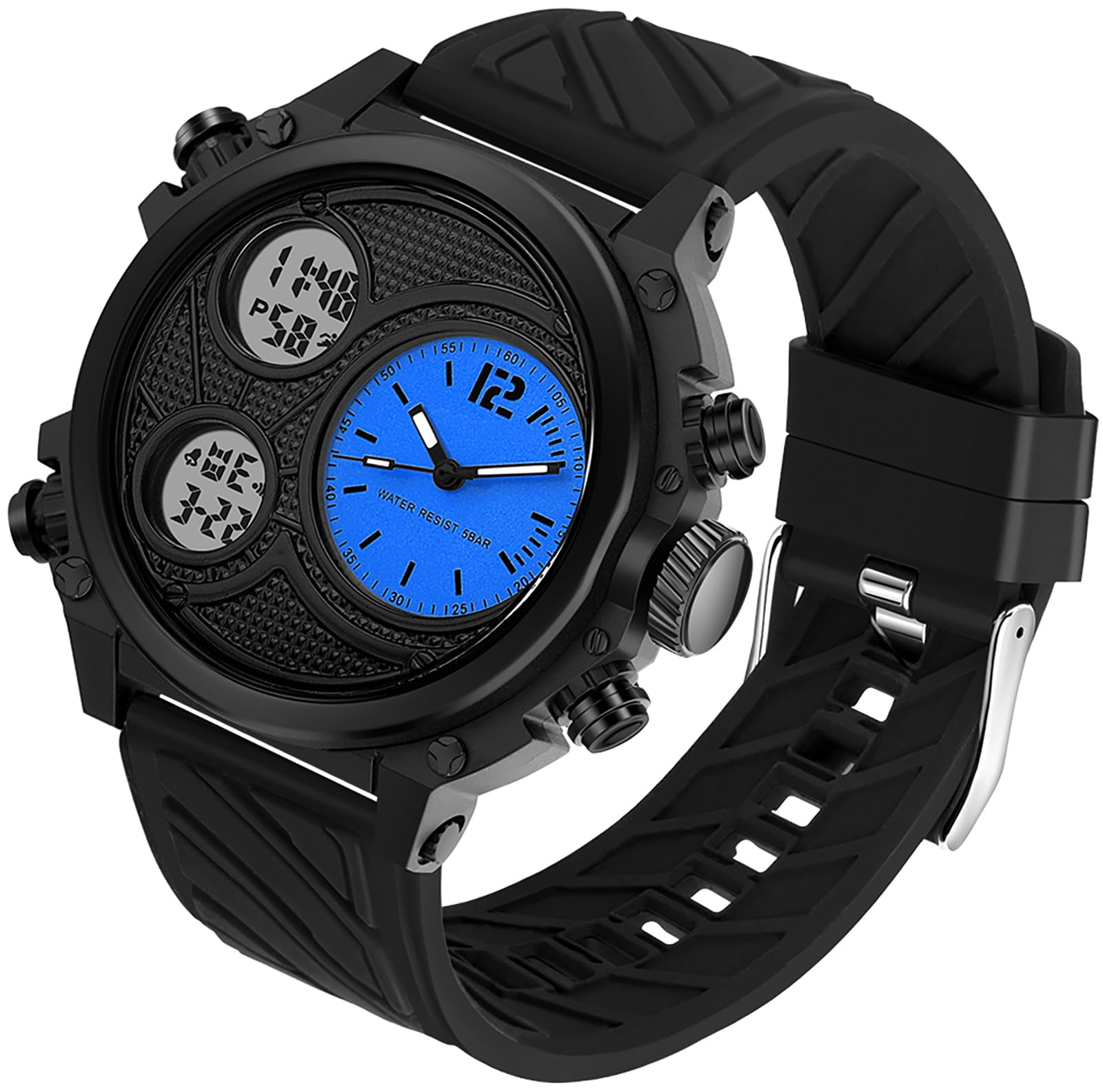 findtime Montre punk pour homme avec affichage surdimensionné