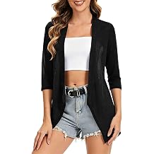 Women Cardigan 3/4 Sleeves Open Front Lightweight Cardigans Soft Draped Kimono Cover Ups Summer Casual Shirts