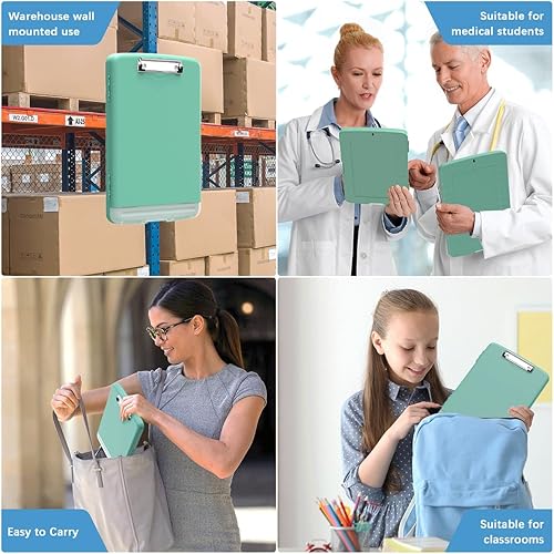 Miniatura 7 de Hongri Portapapeles con almacenamiento con soporte para bolígrafo, carpeta con clip de enfermería, 8.5 x 11 apertura lateral, alta capacidad, peso