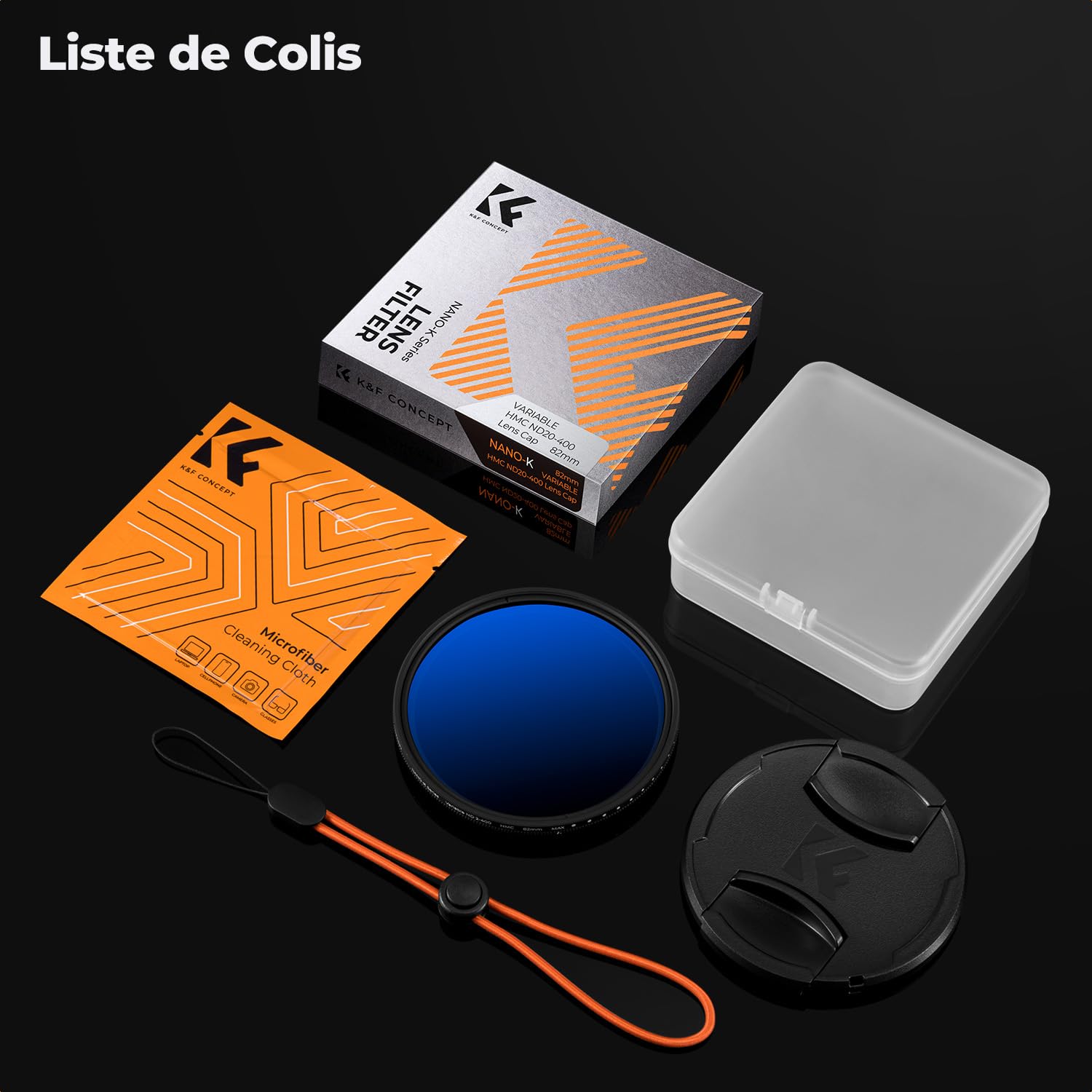 K&F CONCEPT Filtre ND2-400 67mm Gris Neutre Bouchon d'Objectif Chiffon et Courroie Élastique Verre Optique Résistant aux Empreintes Digitales et aux Rayures pour Appareil Photo - K Série