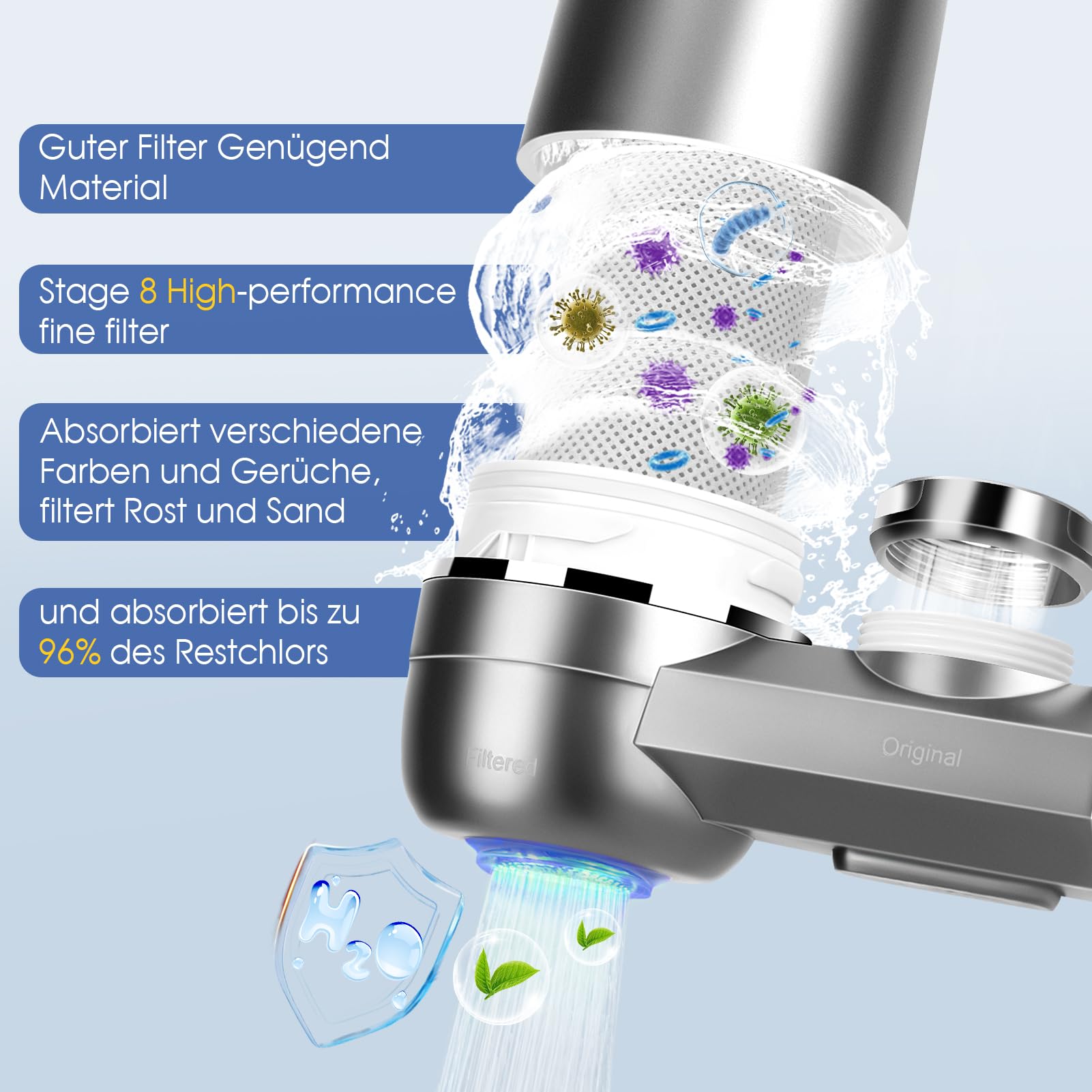 Produktbild von GLAS-Wasserfilter PearlCo (anthrazit) Mit 6 Alkaline Classic Filterkartuschen - Made In EU