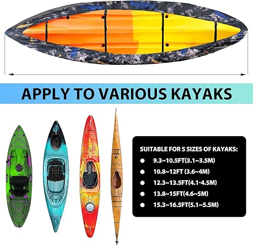 Miniatura 3 de Fundas impermeables para kayak de 10 a 16 pies para almacenamiento al aire libre, accesorios de cubierta de canoa, cubierta de lancha Oxford,