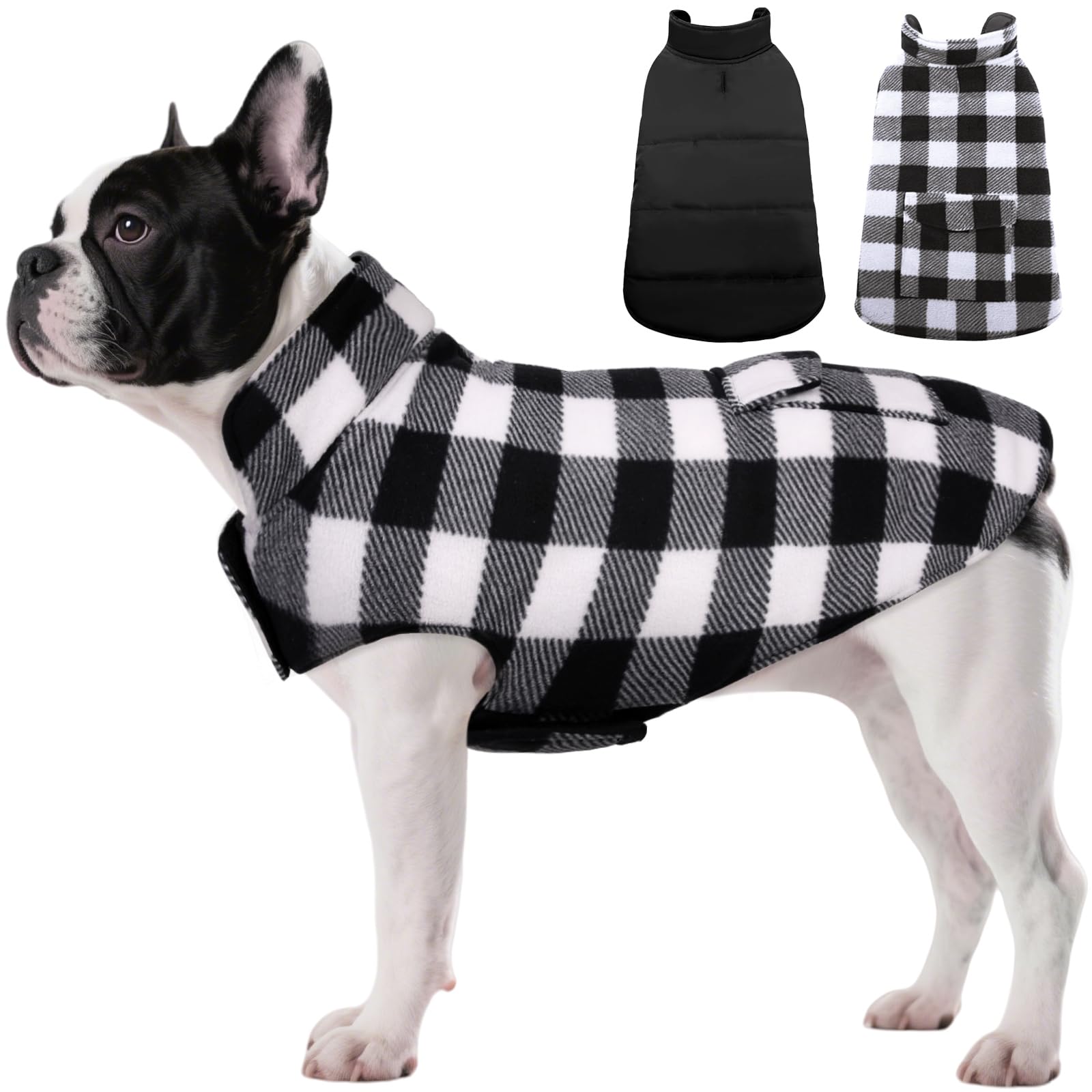 ASENKU Cappotto Cane Impermeabili Invernale, Cappottino Cane Reversibile Antivento Freddo, Calda Giacca per Cani Taglia Piccola XS, Gilet per Cani con Fodera in Lana Protegge Dal Freddo