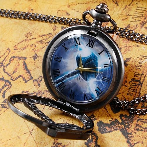 Vista 3 de Whodoit Reloj de bolsillo de cuarzo de la serie Nochebuena, collar con colgante para hombre, regalo con cadena, relojes de bolsillo de cuarzo, regalo