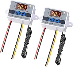 Greluma 2 Pcs AC 110V-220V Thermostat Switch with Probe,XH-W3001 Digital LED Temperature Controller Module,Programmable Thermostat for Heating and Cooling -50℃ to 110℃