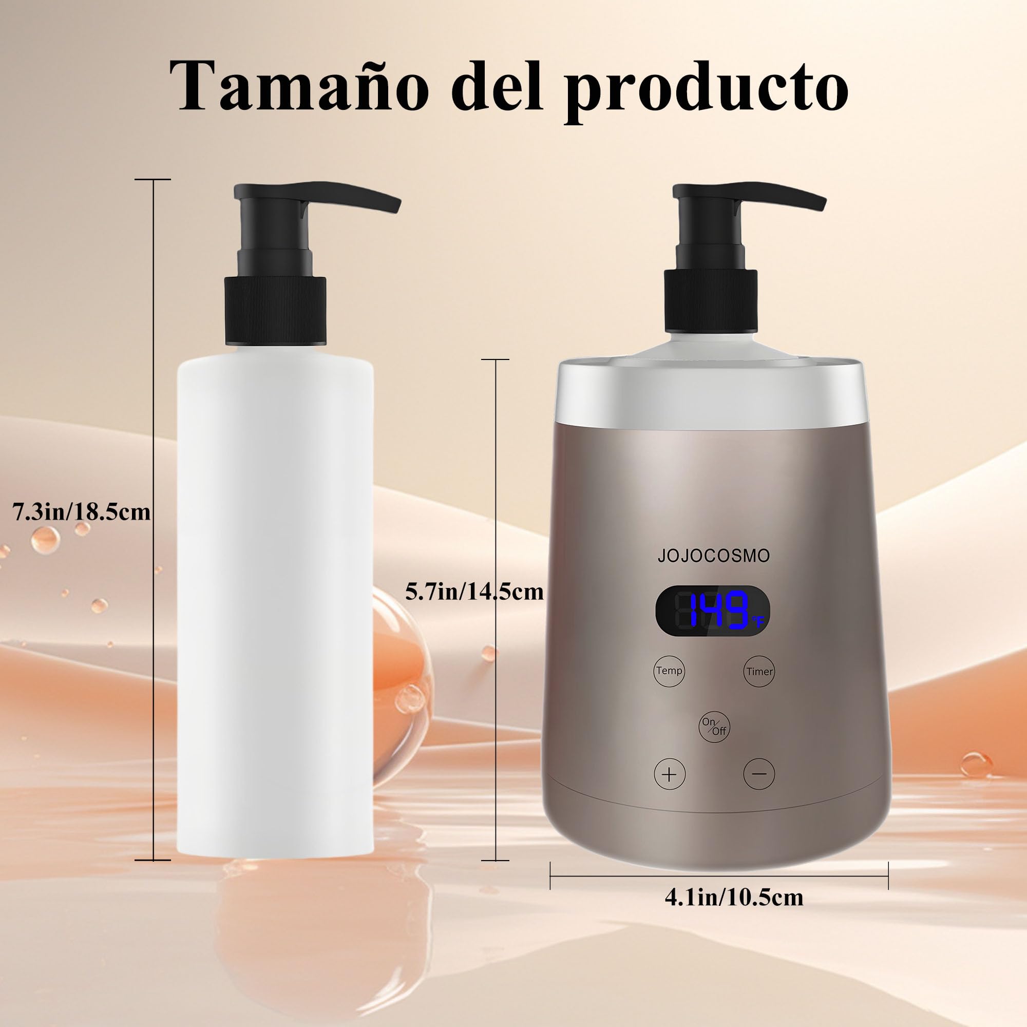 Calentador de Aceite para masajes, Equipado con Dos dispensadores de Aceite, Temperatura Regulable Entre 86 y 149 °F, Ideal para Salones de Belleza y masajes en casa, Color champán Dorado
