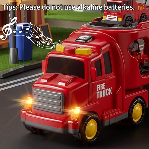 Miniatura 2 de Juguetes de camión para niños de 3, 4, 5, 6 años, juguetes de automóvil para niños pequeños de 3 a 5 años, juguetes de fuego, conjunto de vehículos