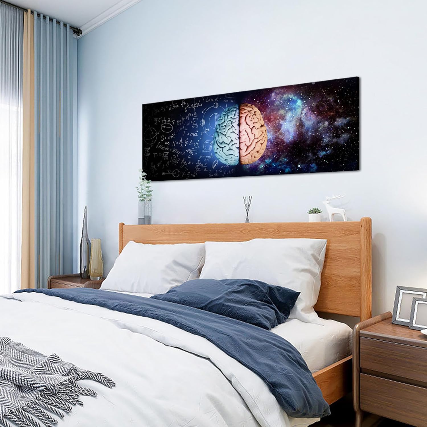 Conipit Brain Wall Art Inspirational Left and Right Brain Science Canvas Picture Painting Modern Abstract Motivational Humen Brain Artwork for Classroom Living Room Decor (XLarge)