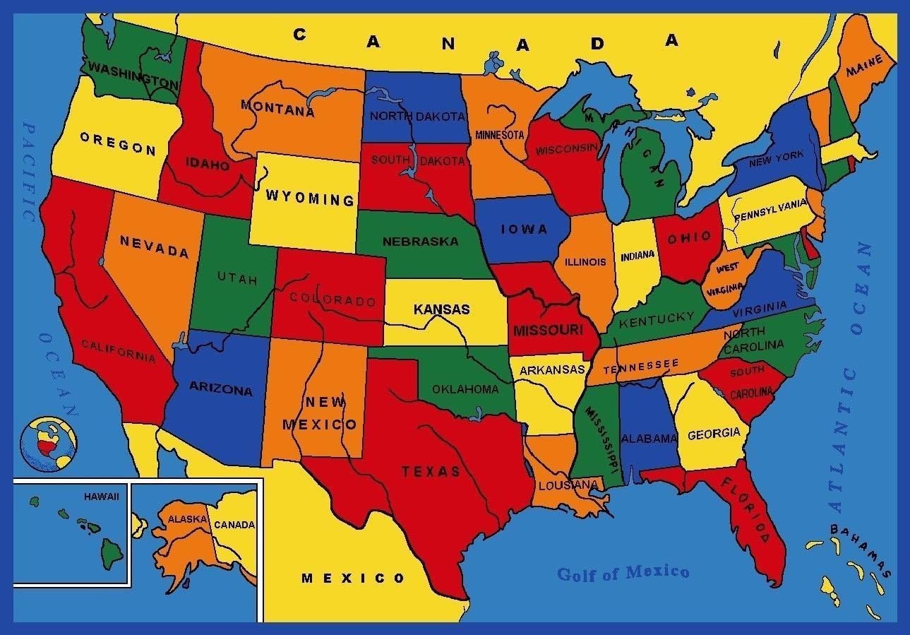 Lowest Price Champion Rugs CR'S 8FTX11FT Kids Educational/Playtime Rug 7FT.4INX10FT.4IN Please Check All Pictures (USA MAP)