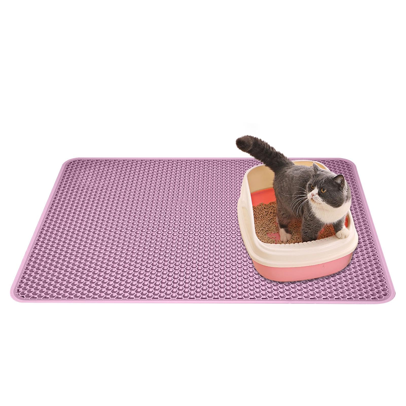 Tapis de litière pour chat | Tapis récupérateur de litière avec design | double couche – Tapis de litière imperméable pour chat pour le sol, tapis récupérateur de litière pour moins de déchets