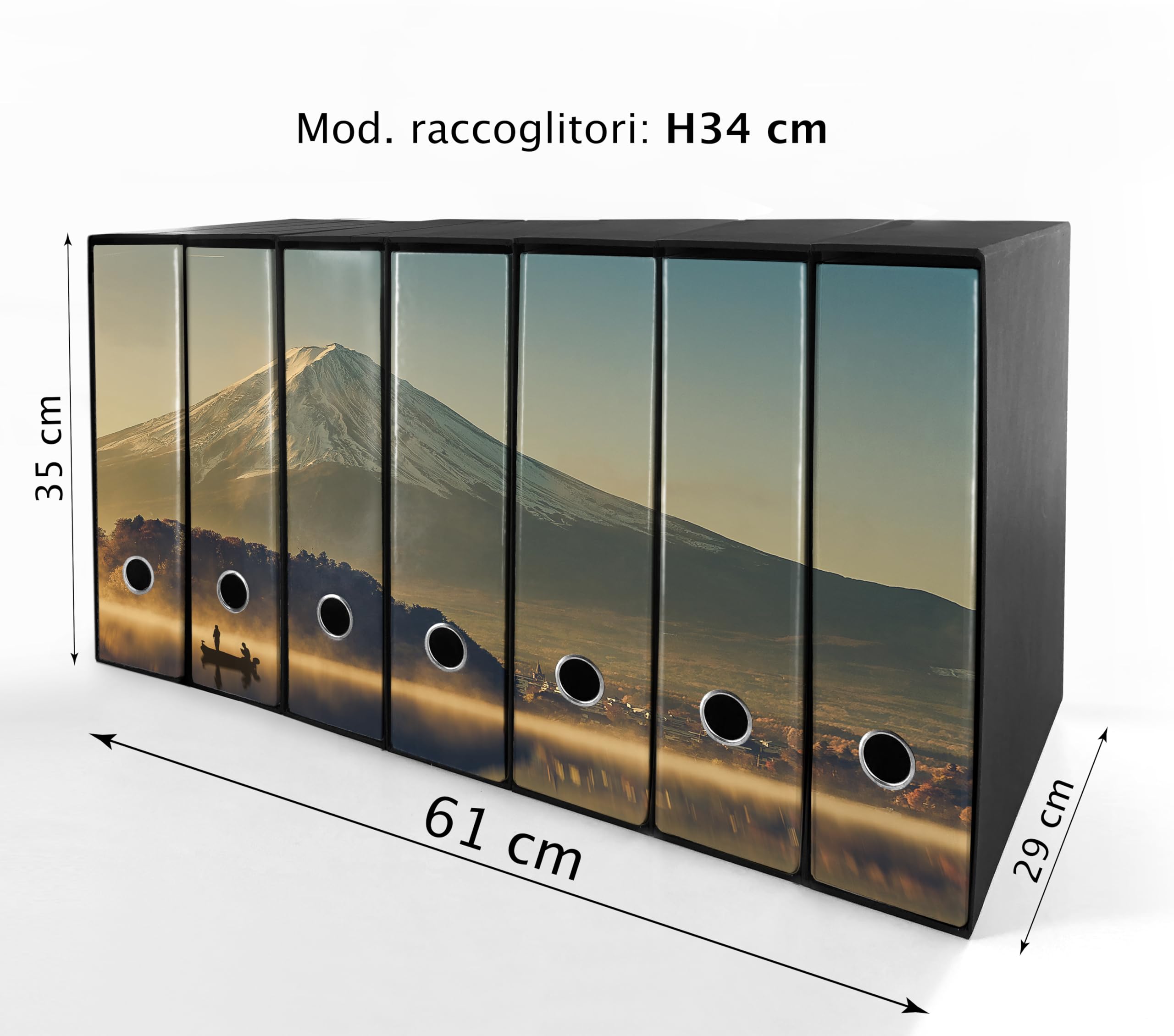 Set da 7 raccoglitori ad anelli MONTE FUJI - Faldoni SHAREPRINTING (H34 con 4 anelli)