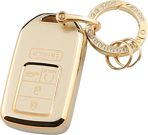 Funda para llavero de automóvil Honda con llavero para Honda Accord Civic Passport Pilot Odyssey Ridgeline HRV CRV Insight, color dorado