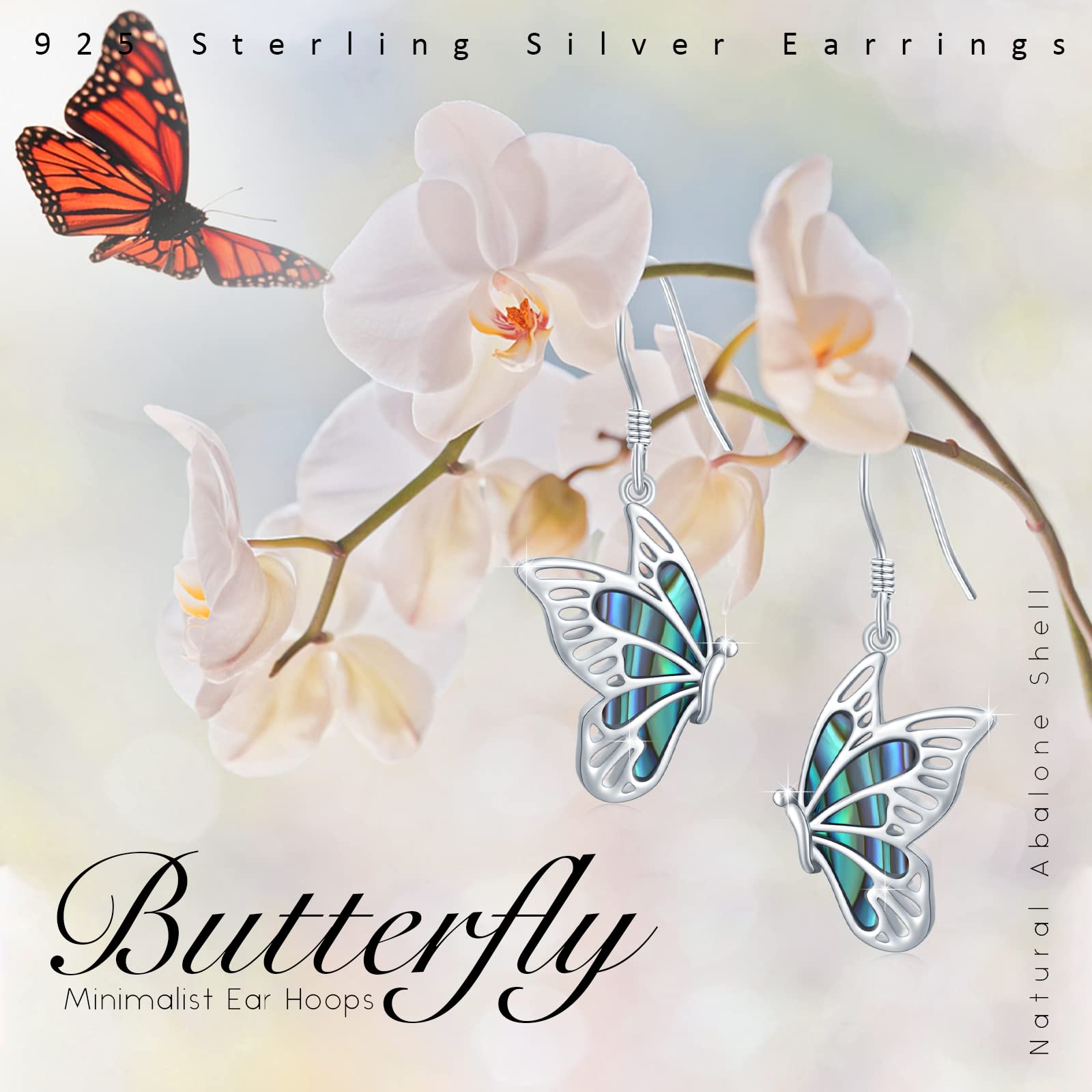Pendientes colgantes de mariposa de plata de ley, hipoalergénicos, perfectos para orejas sensibles, regalo del día de la madre para mujeres y amantes de las mariposas, vienen con caja de regalo, 0.66