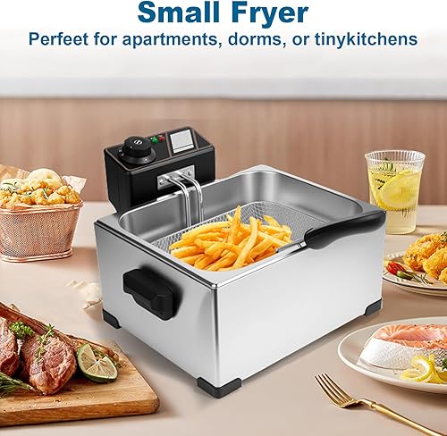 Miniatura 5 de Freidora grande de 5 litros con cesta para uso doméstico, freidora eléctrica con 3 cestas de freír, control de temperatura ajustable, freidora de